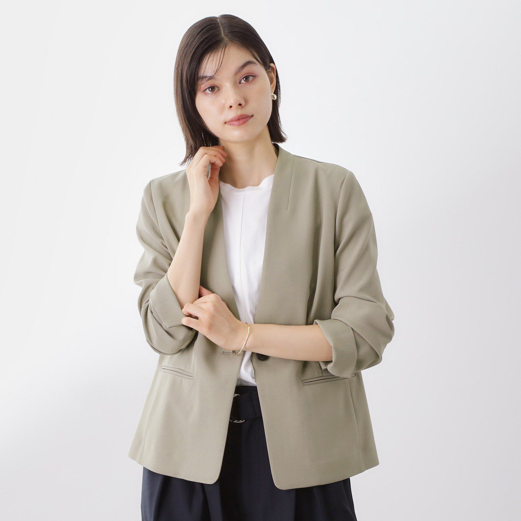 THE SHOP TK「ノーカラージャケット【セットアップ可】」|ノーカラージャケット|