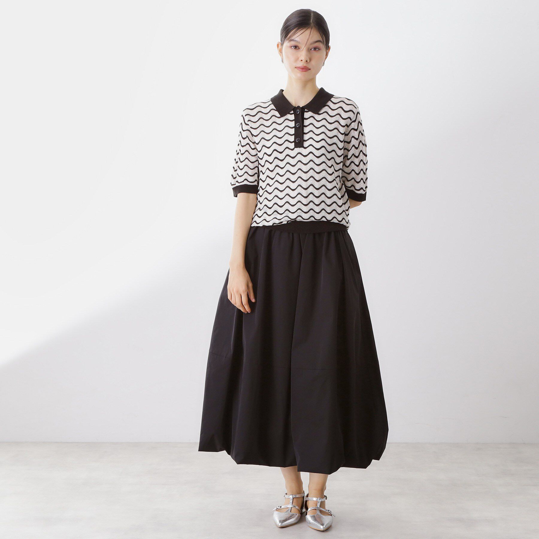 THE SHOP TK「柄アソートポロニットシャツ【洗濯機OK】」|ニット・セーター|