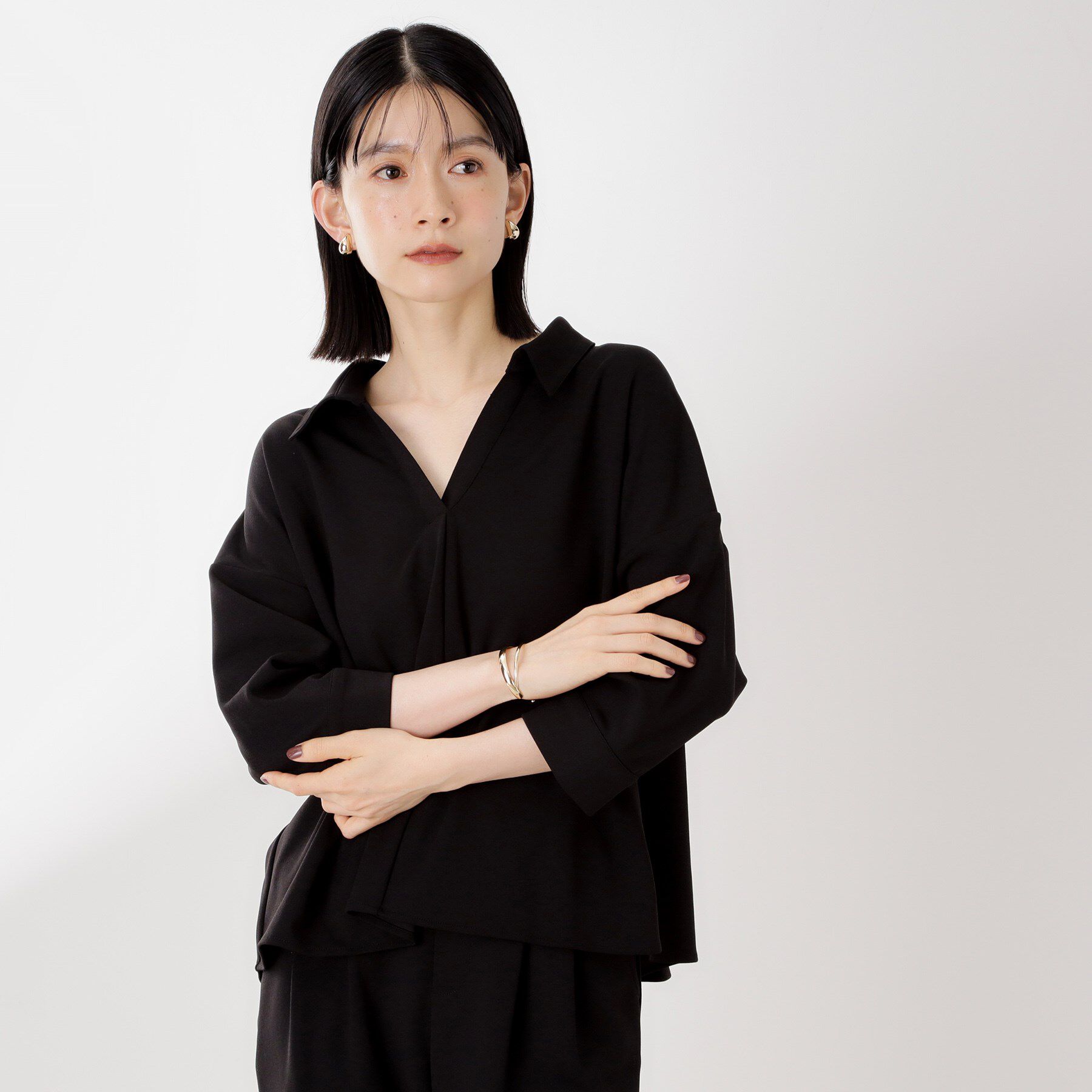 THE SHOP TK「【着るだけでコーディネートが決まる】スキッパーブラウス&パンツセット」|スーツ|