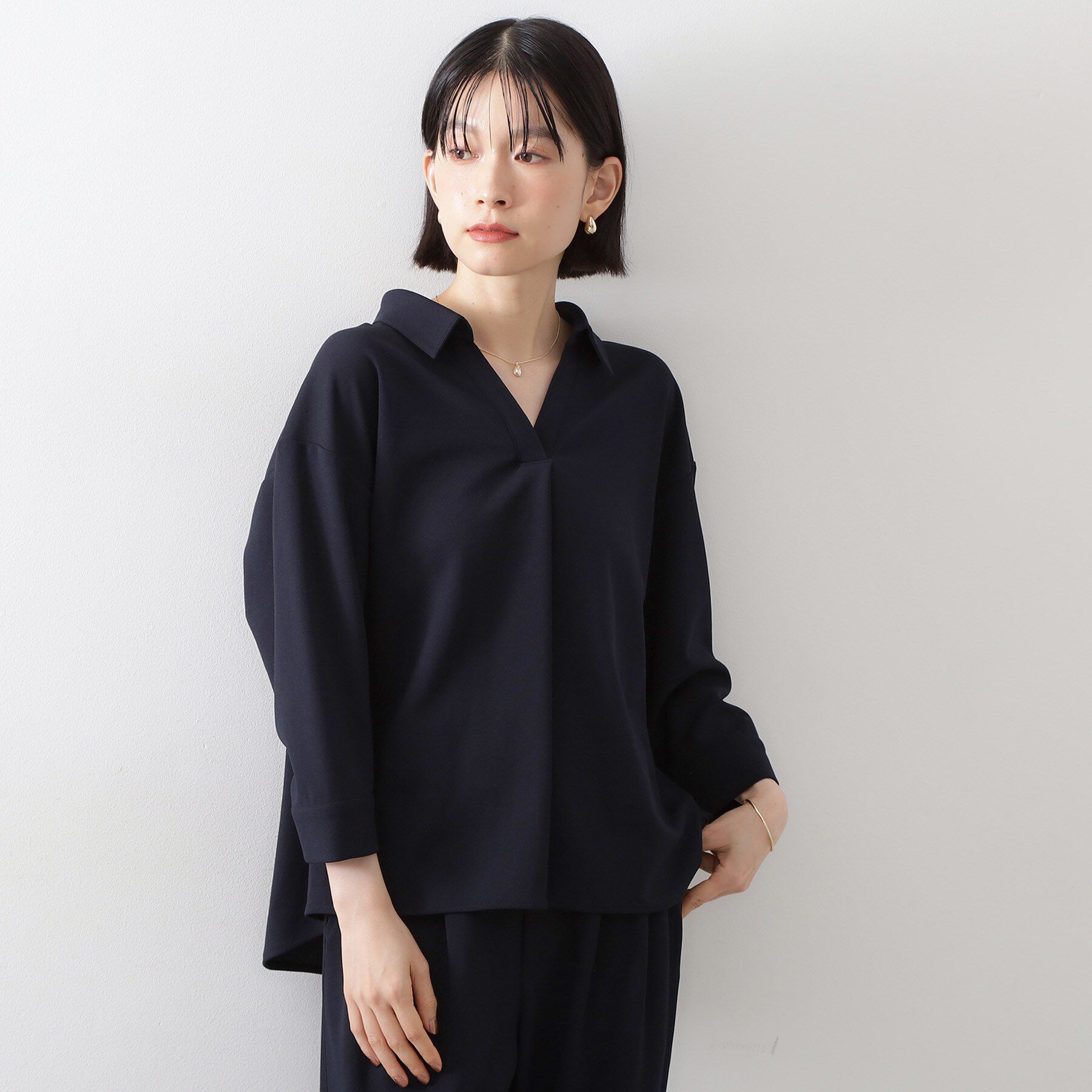 THE SHOP TK「【着るだけでコーディネートが決まる】スキッパーブラウス&パンツセット」|スーツ|