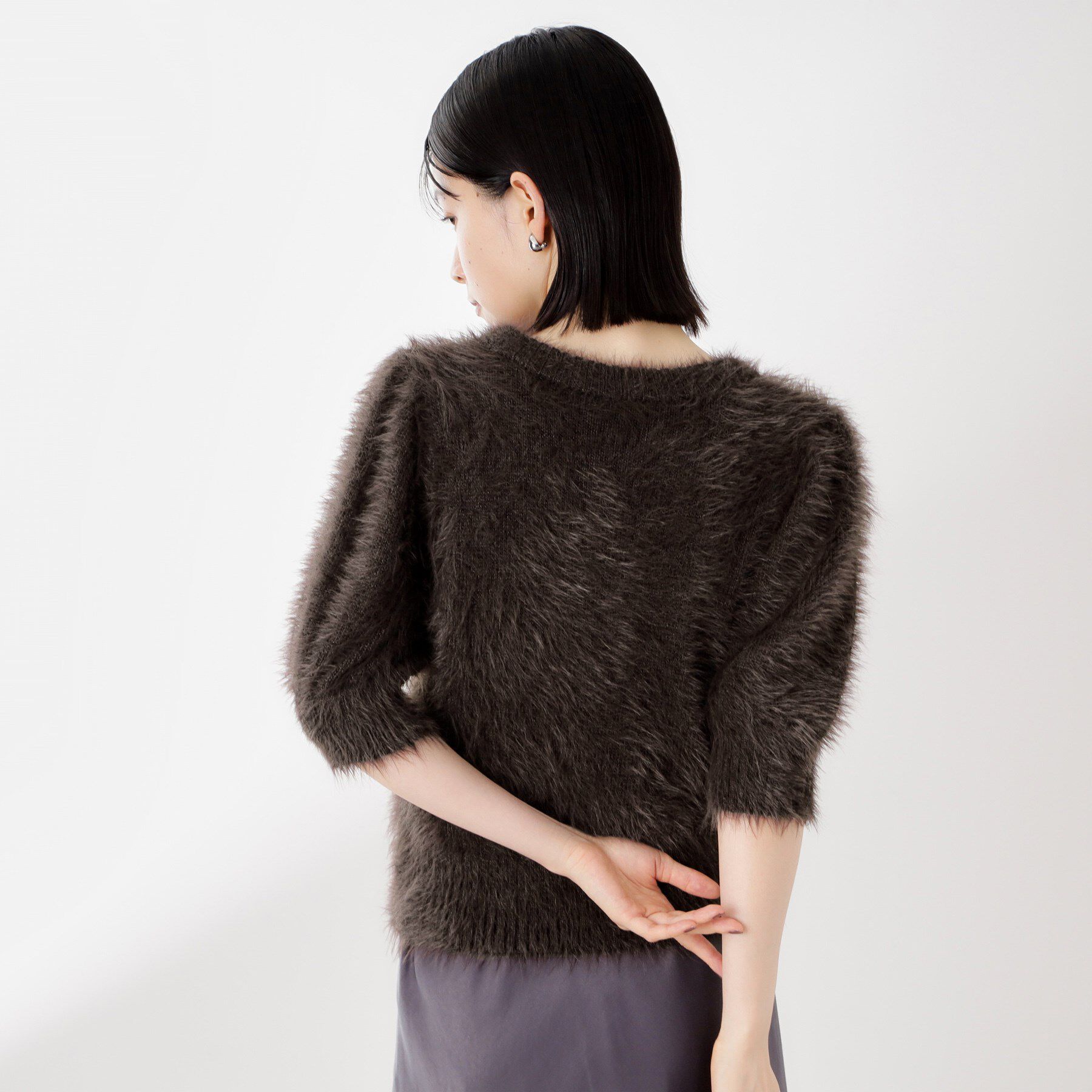 THE SHOP TK「【大人の魅力引き出す】5分袖フェザーニット/洗える」|ニット・セーター|