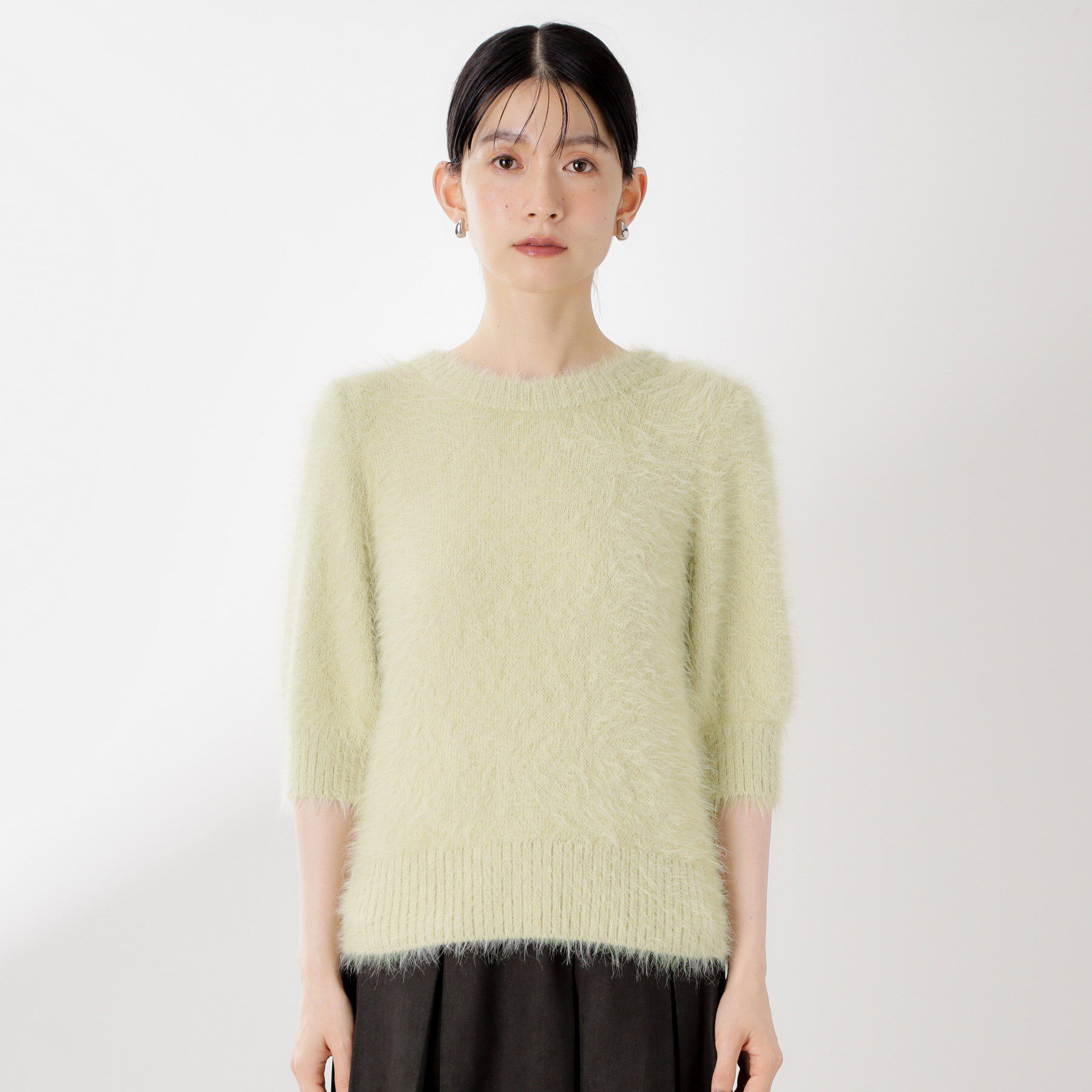 THE SHOP TK「【大人の魅力引き出す】5分袖フェザーニット/洗える」|ニット・セーター|