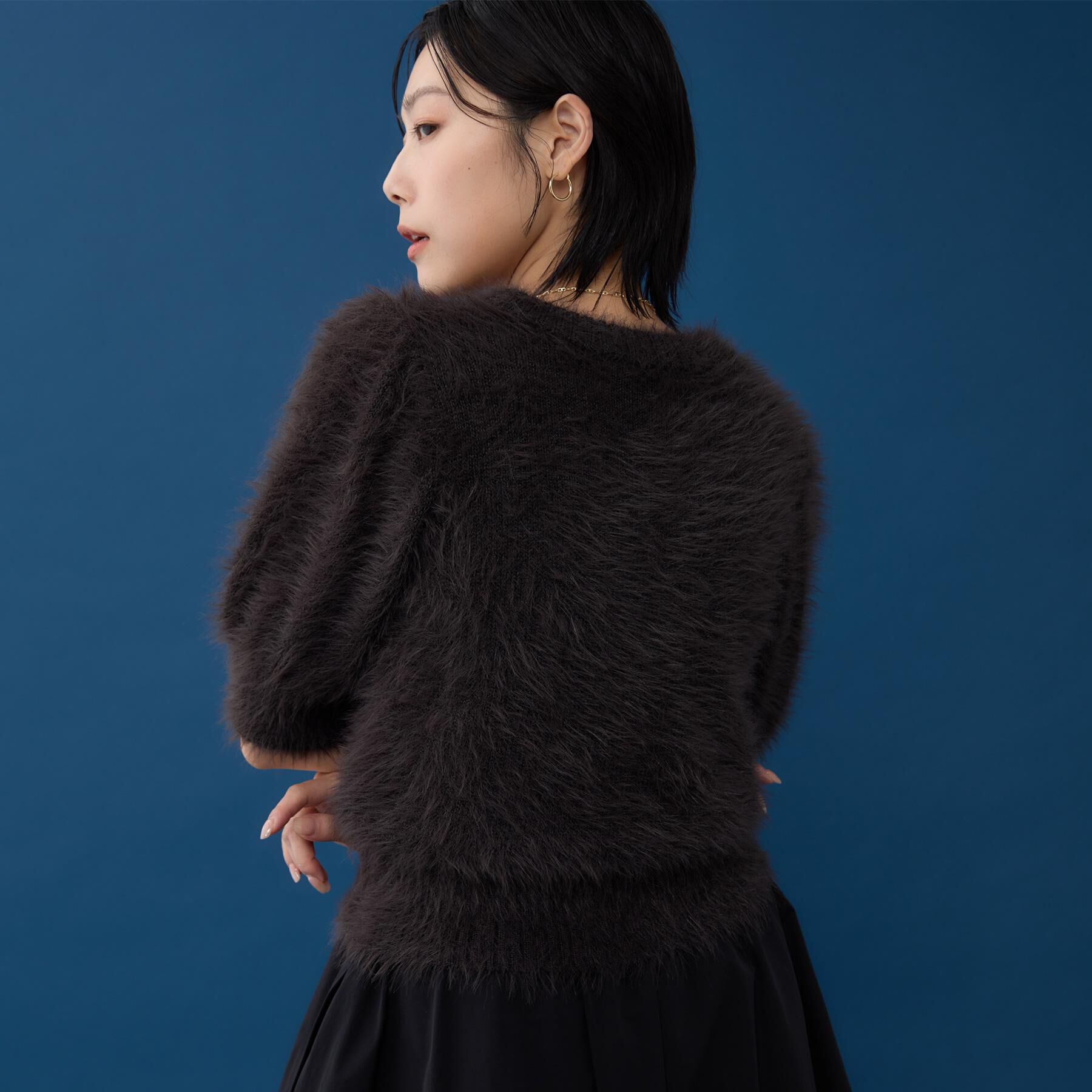 THE SHOP TK「【大人の魅力引き出す】5分袖フェザーニット/洗える」|ニット・セーター|