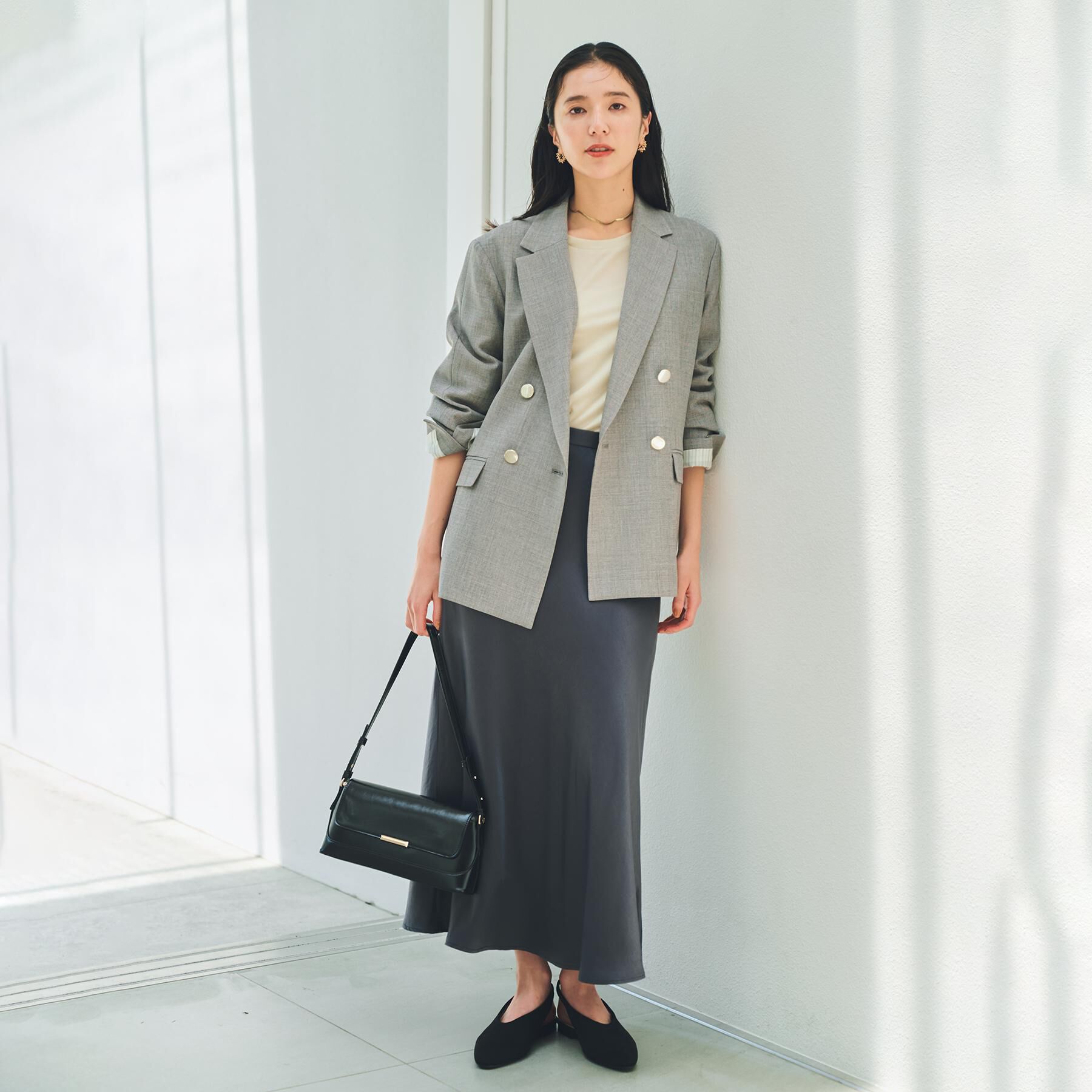 THE SHOP TK「サテンAラインスカート【洗える】」|スカート|