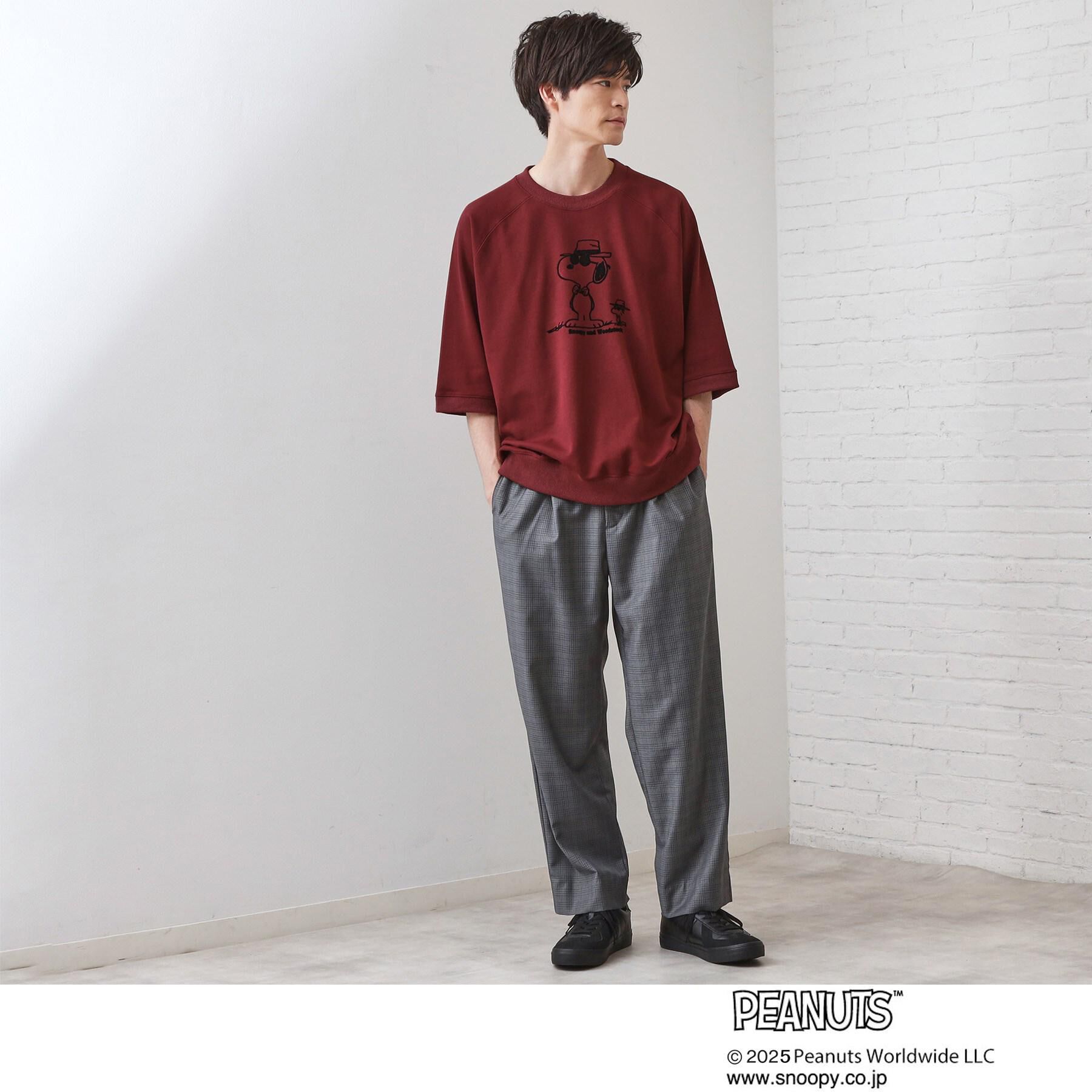THE SHOP TK「Peanuts スヌーピー 6分袖裏毛スウェット」|Tシャツ・カットソー|