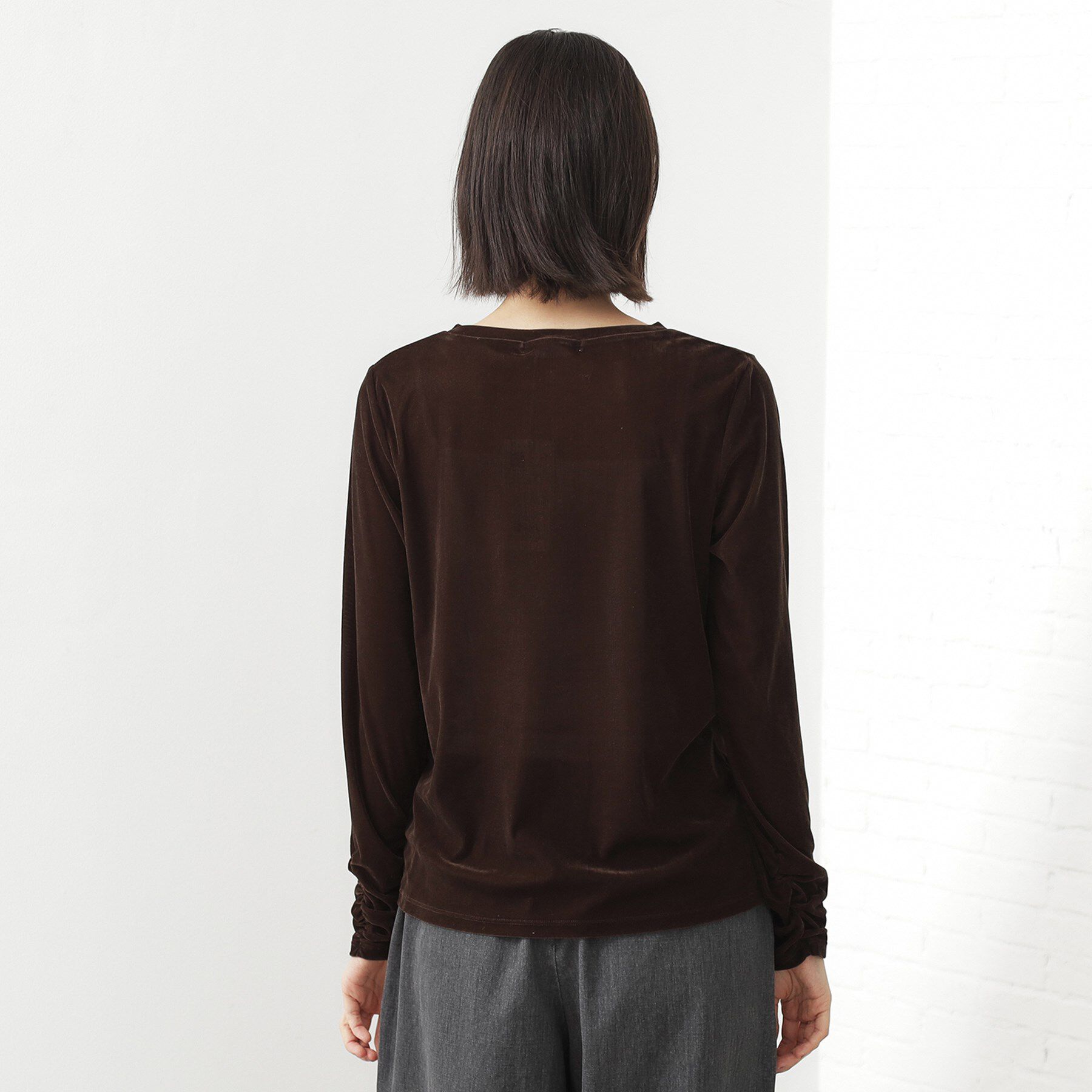 THE SHOP TK「【程よいシアー感】ベロア袖クシュプルオーバー」|Tシャツ・カットソー|