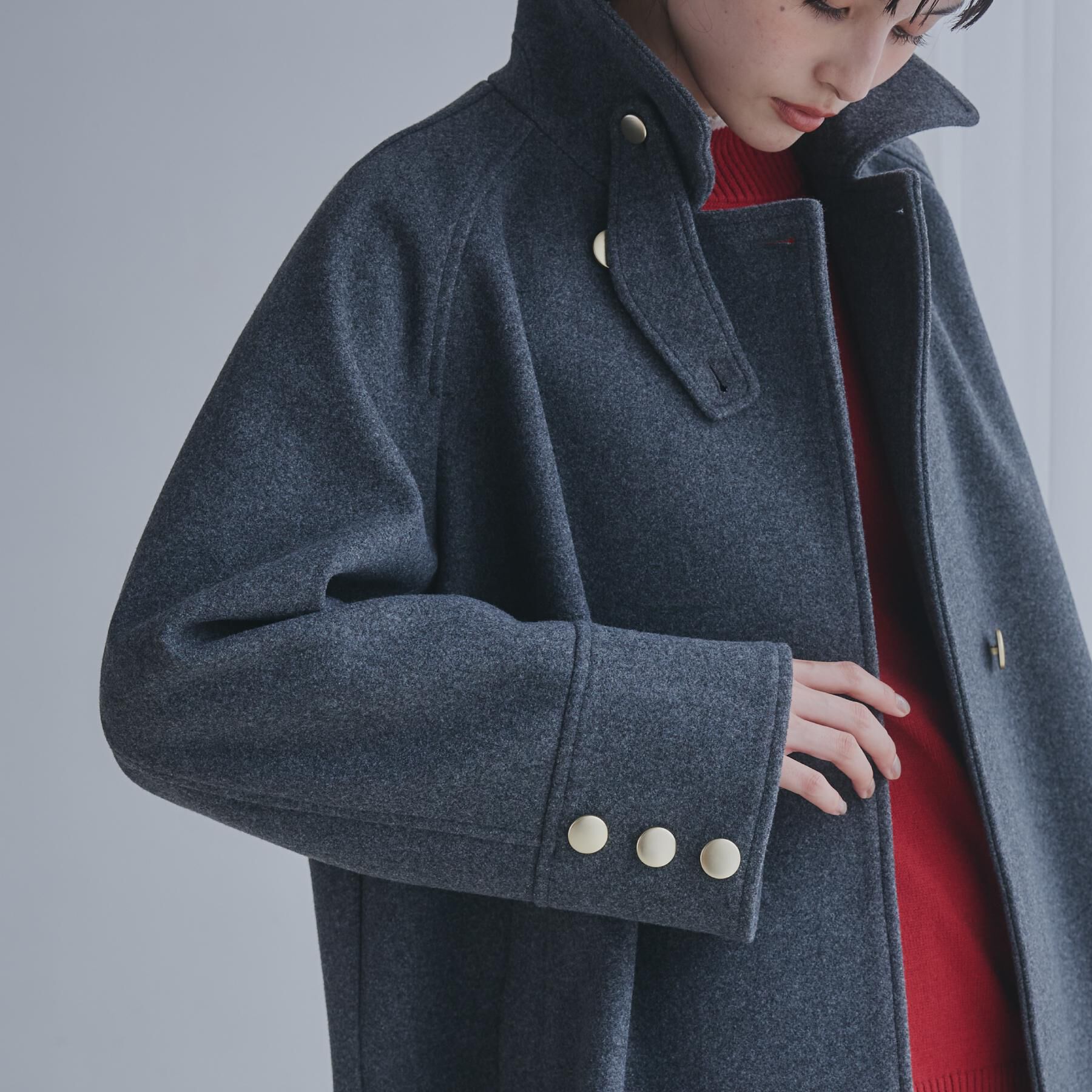 THE SHOP TK「クラシカルな装い ウールライクスタンドカラーコート」|その他|