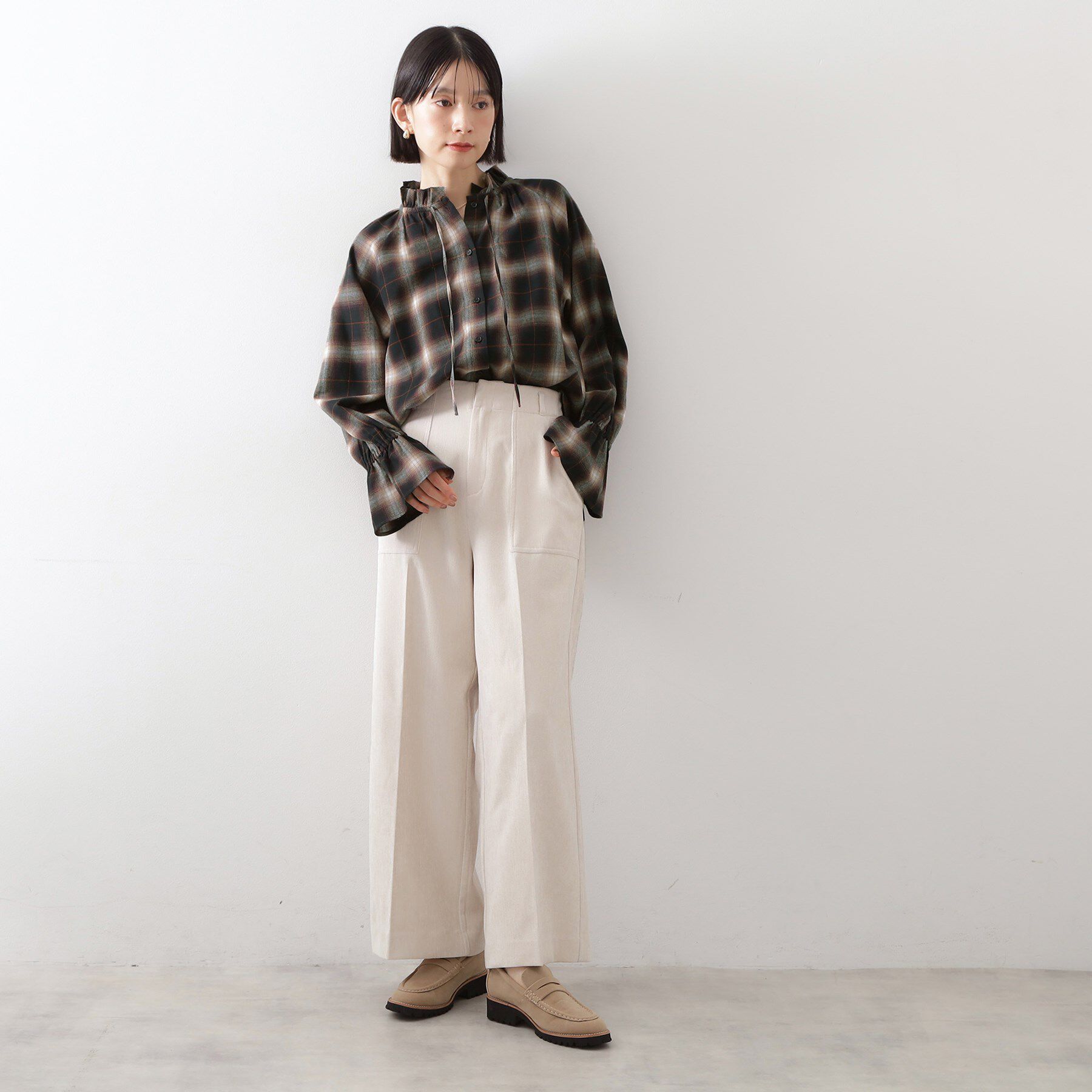 THE SHOP TK「起毛オンブレフリルブラウス」|シャツ・ブラウス|