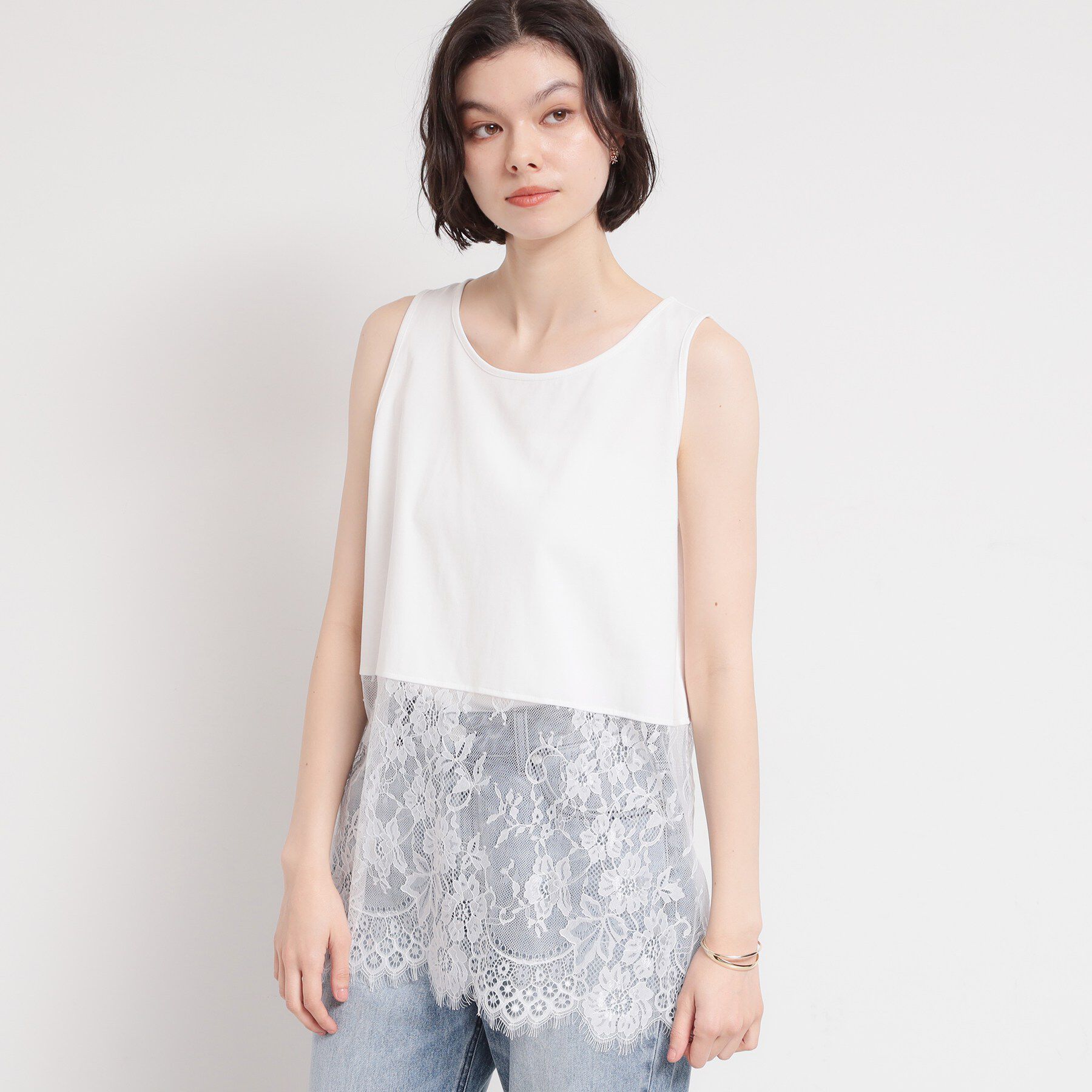 THE SHOP TK「【人気アイテム】裾レースタンクトップ」|キャミソール|