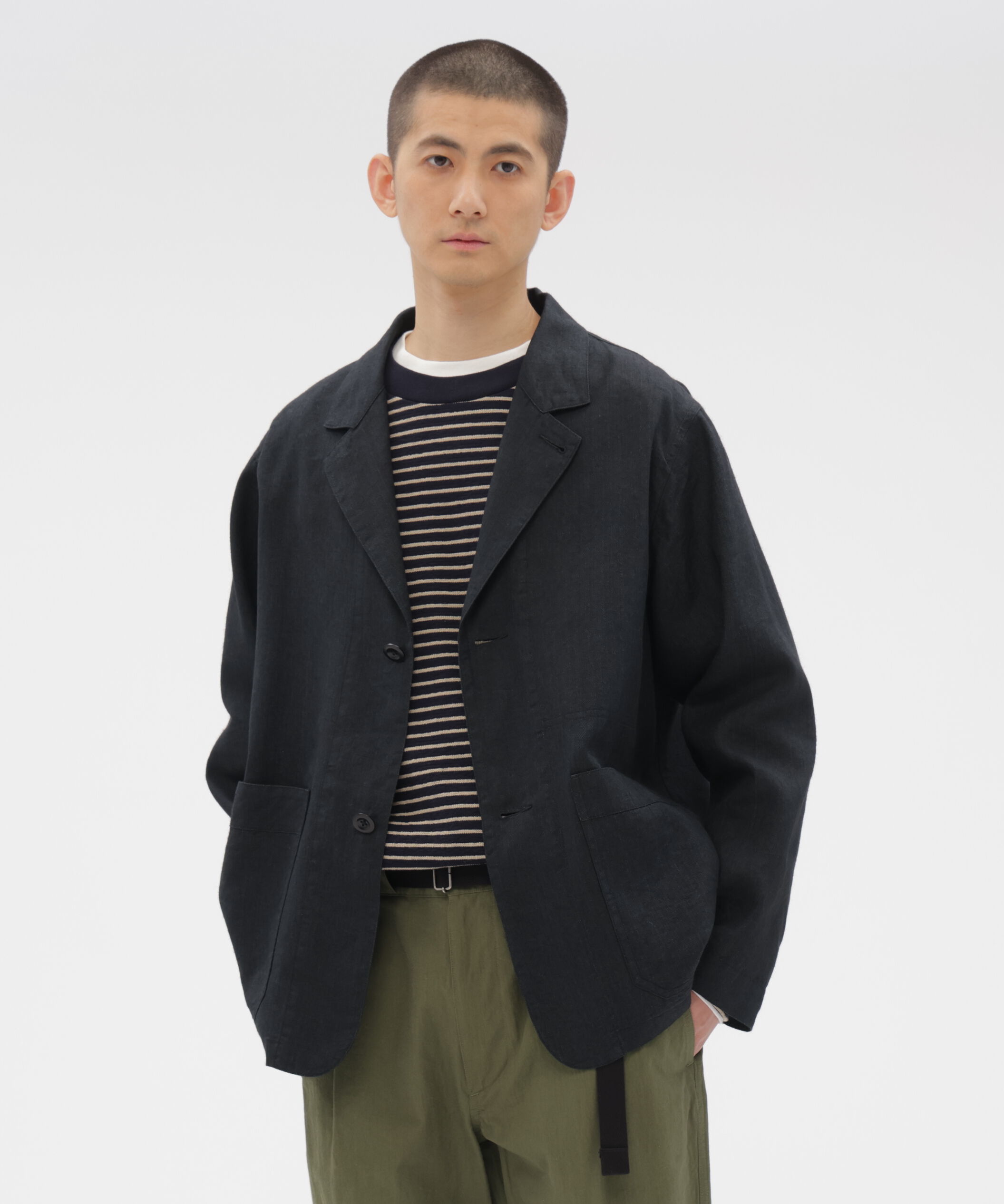 MHL.「FADED WOOL LINEN TWILL JACKET」|その他|BLACK