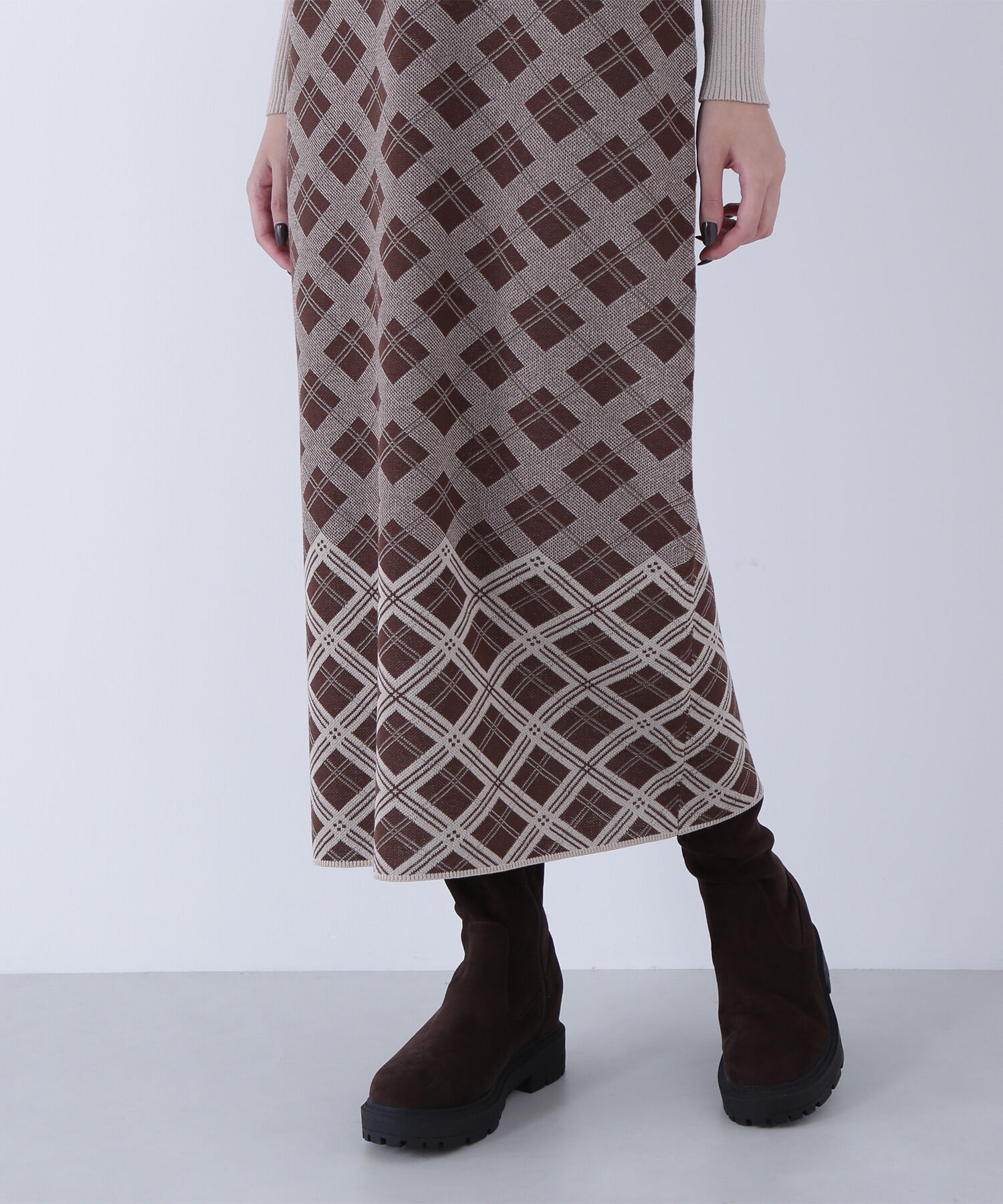  「チェックニットキャミワンピースセット」|ワンピース|