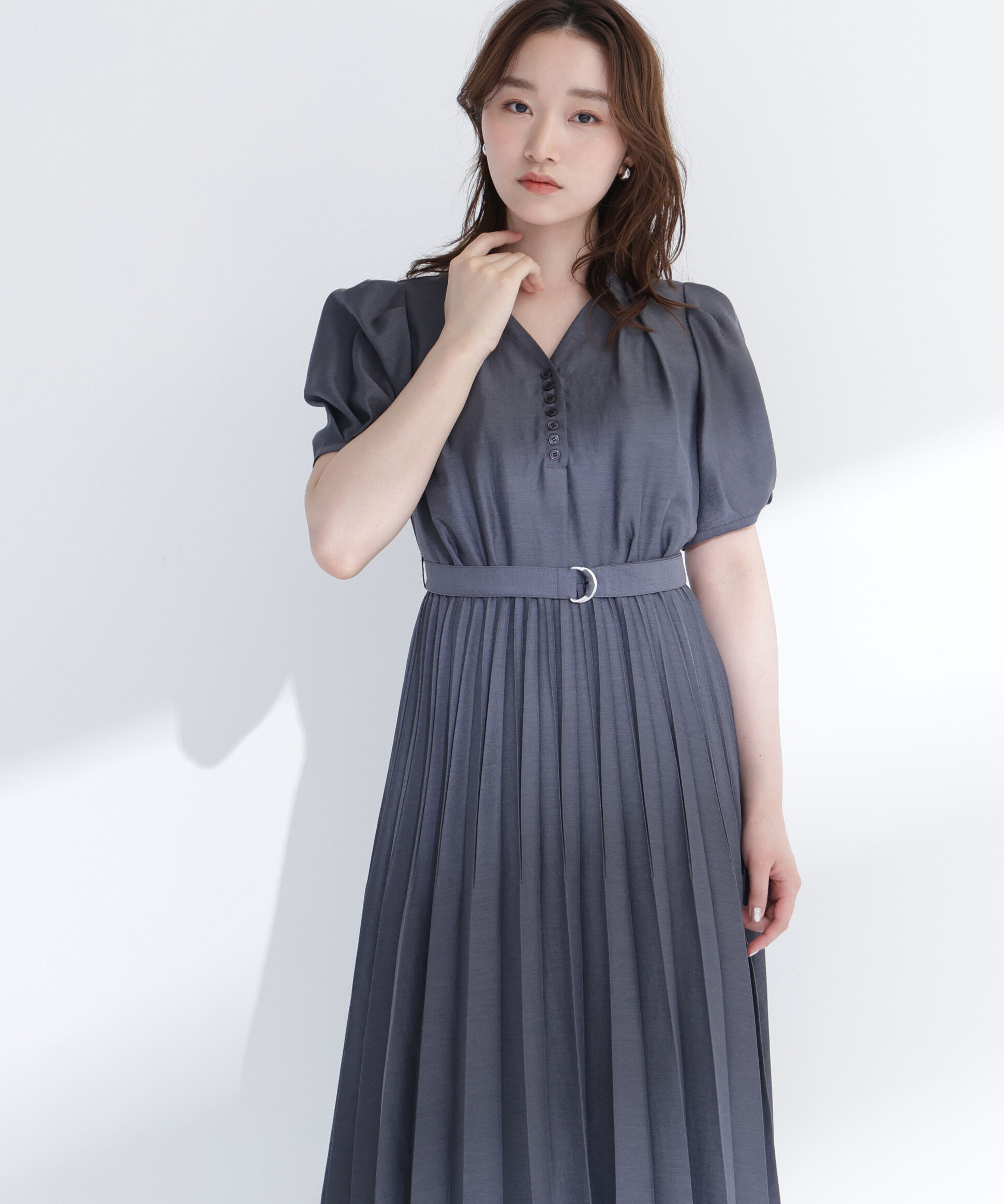  「フロントボタンプリーツワンピース」|ワンピース|