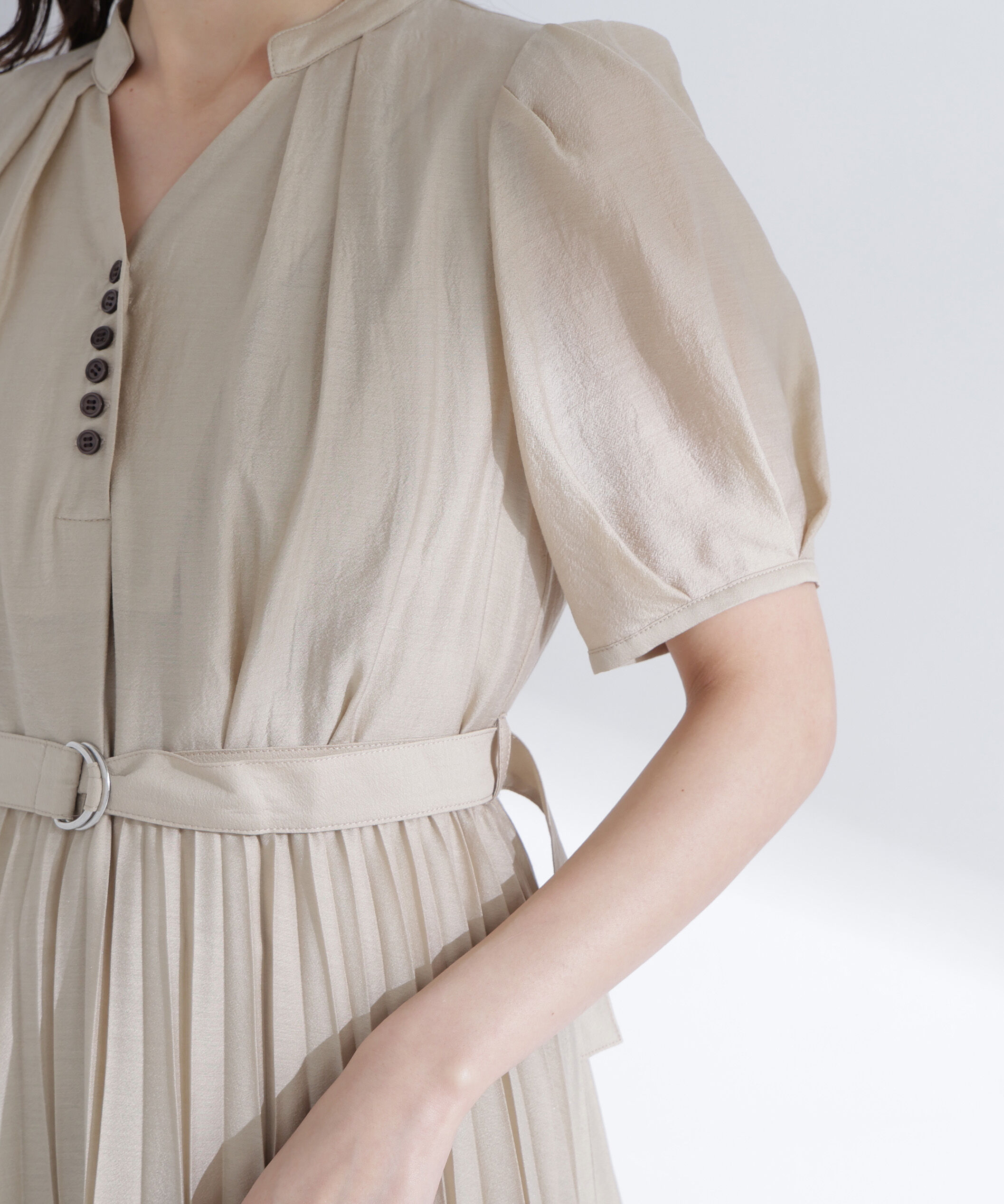  「フロントボタンプリーツワンピース」|ワンピース|