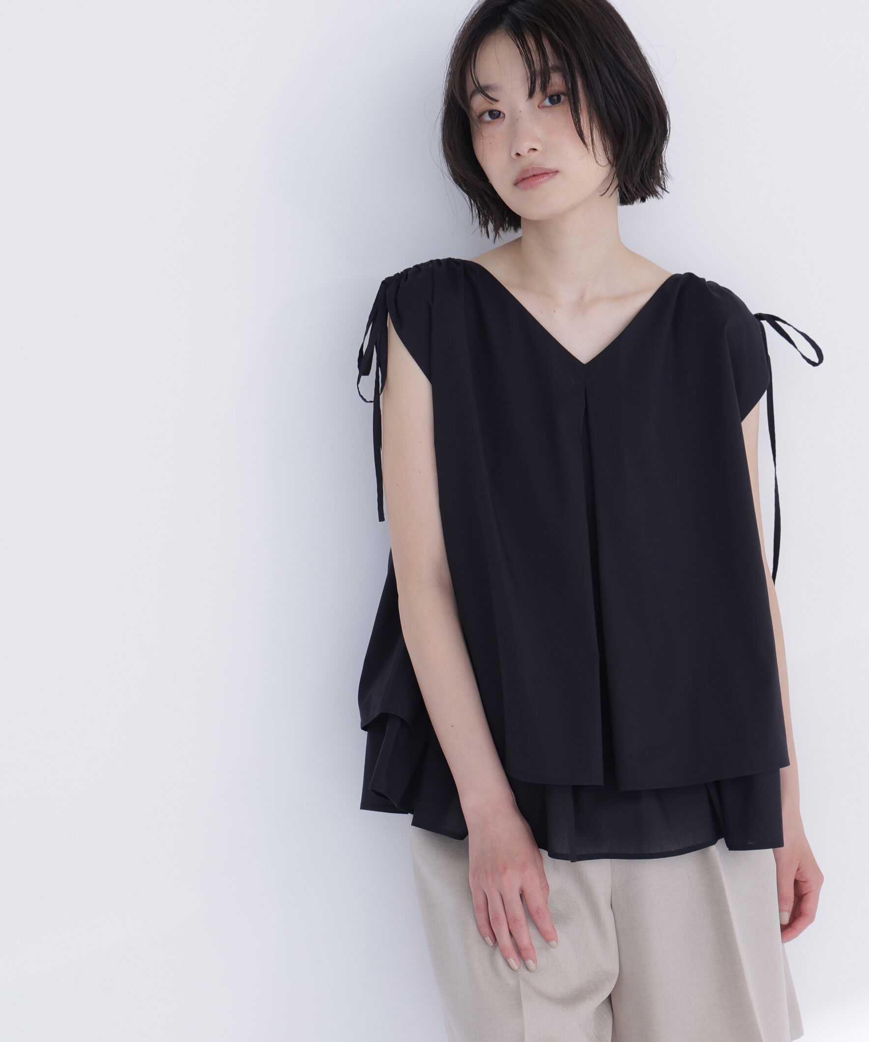  「ショルダーリボンティアードチュニックブラウス」|シャツ・ブラウス|