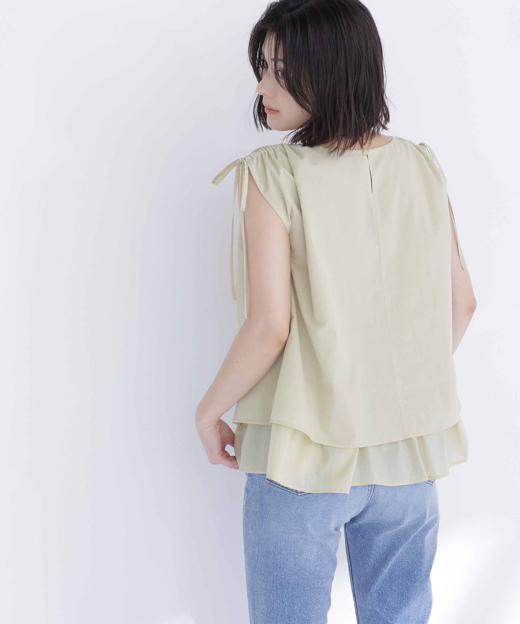  「ショルダーリボンティアードチュニックブラウス」|シャツ・ブラウス|
