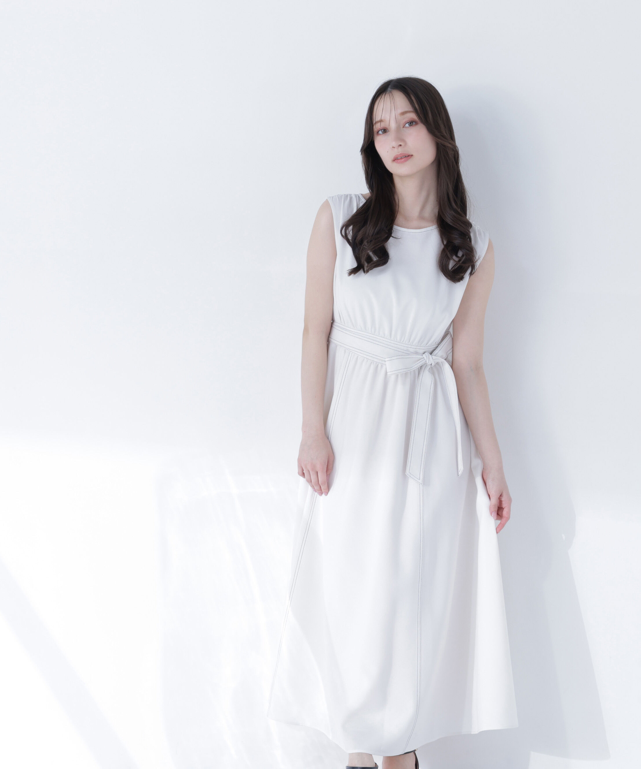  「ベルテッドステッチワンピース」|ワンピース|オフホワイト2