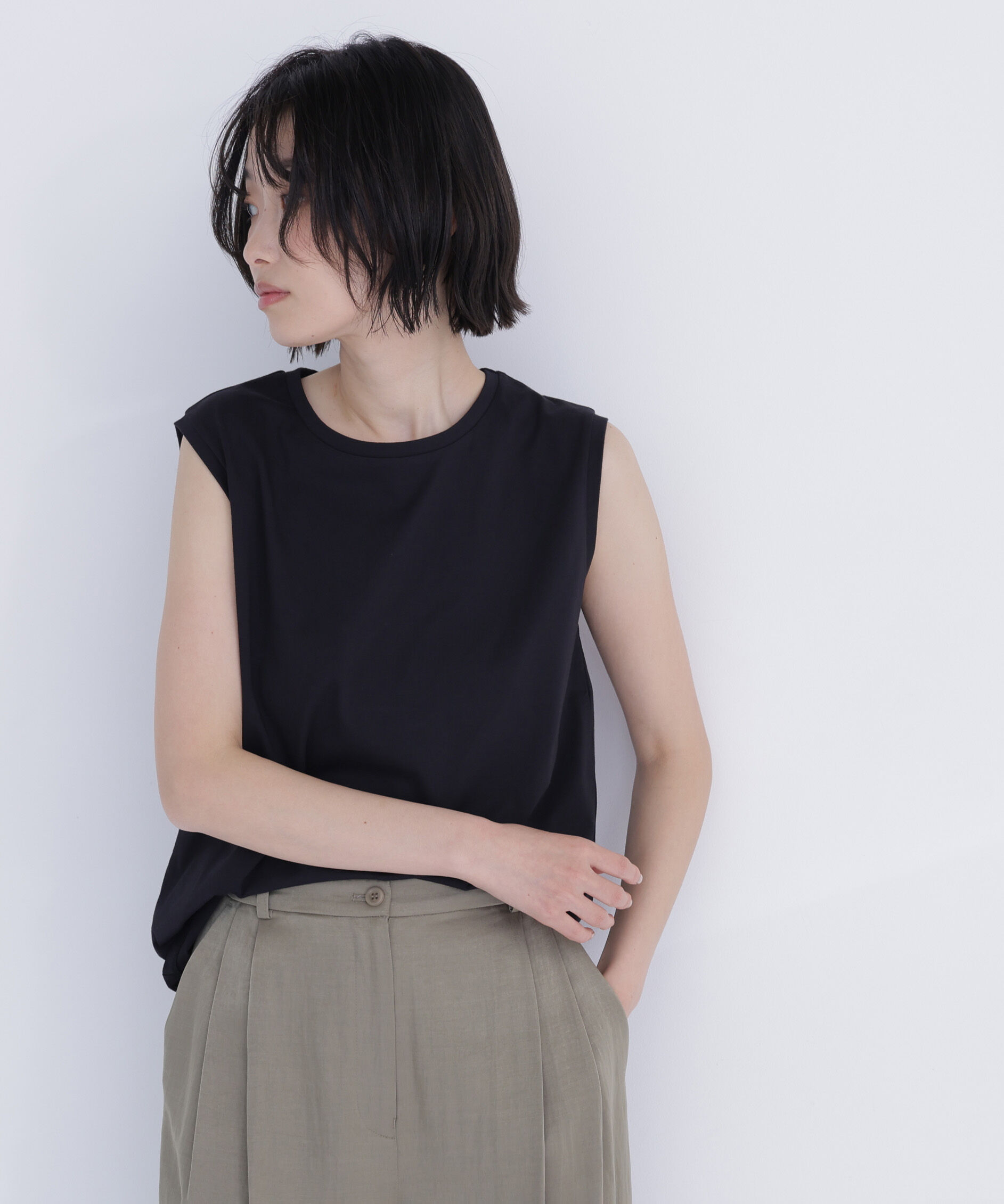  「メタルポイントノースリーブカットソー」|Tシャツ・カットソー|