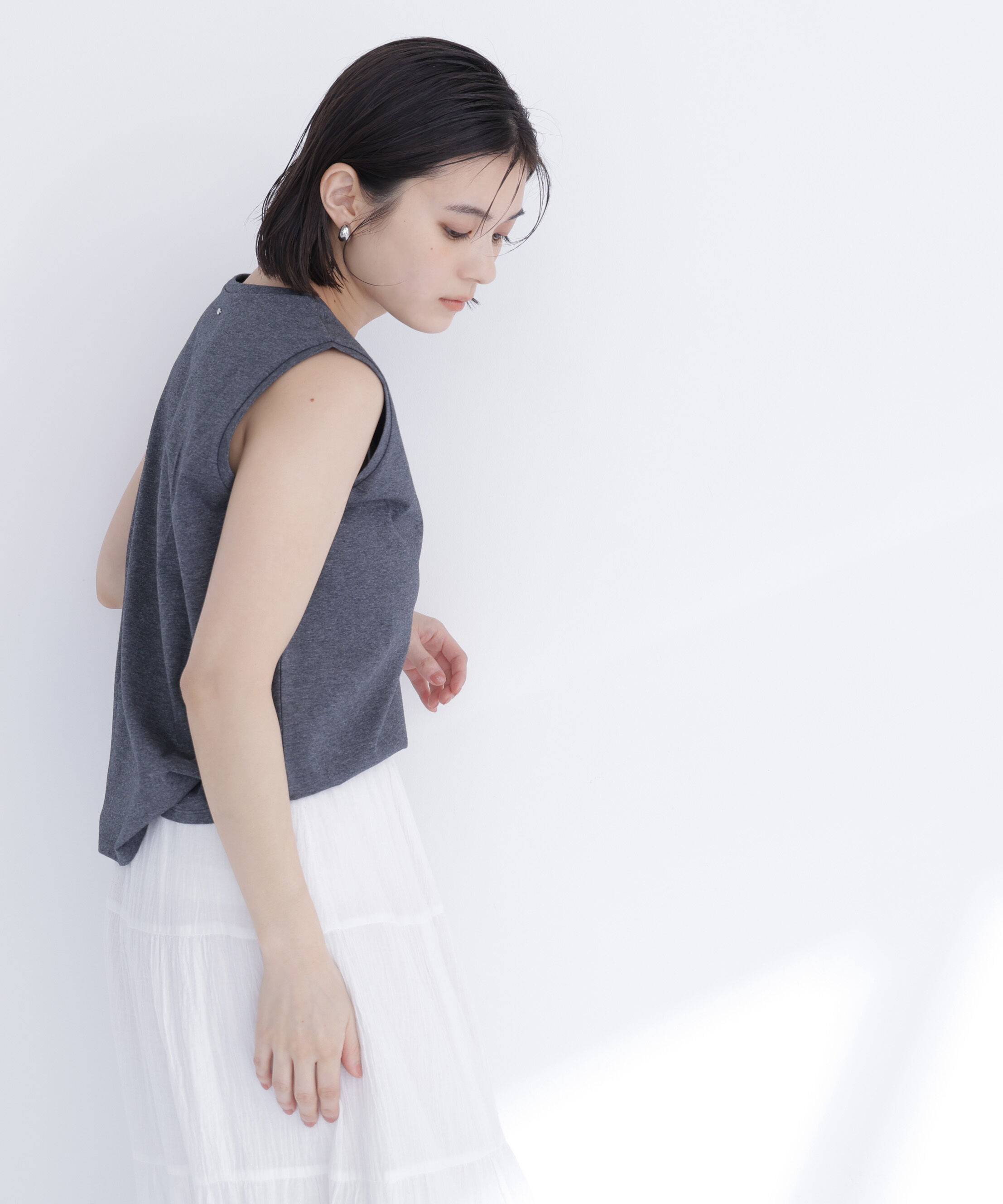  「メタルポイントノースリーブカットソー」|Tシャツ・カットソー|