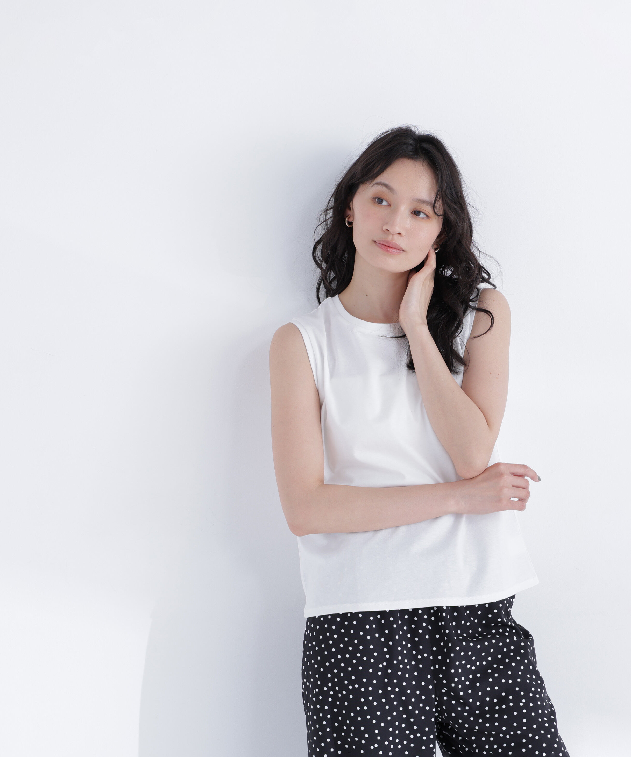  「メタルポイントノースリーブカットソー」|Tシャツ・カットソー|オフホワイト1