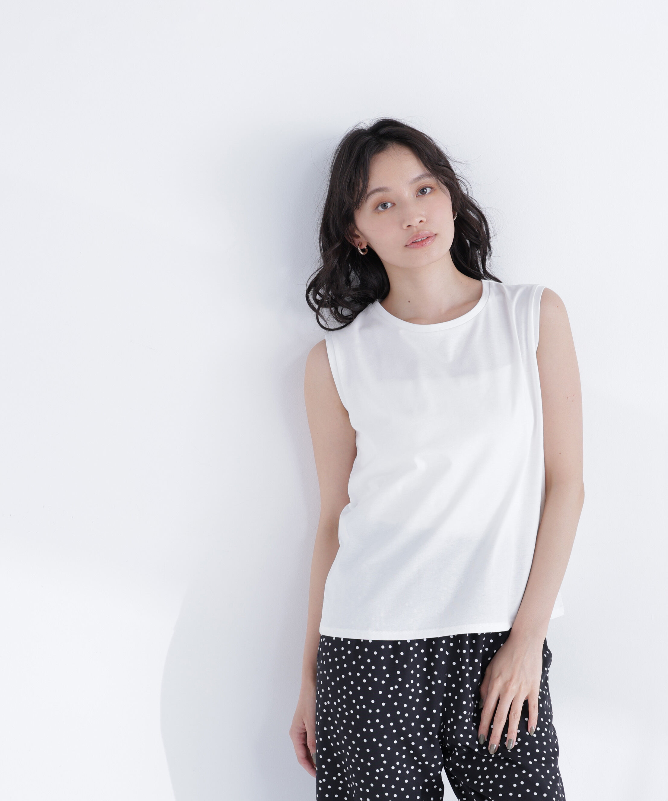  「メタルポイントノースリーブカットソー」|Tシャツ・カットソー|