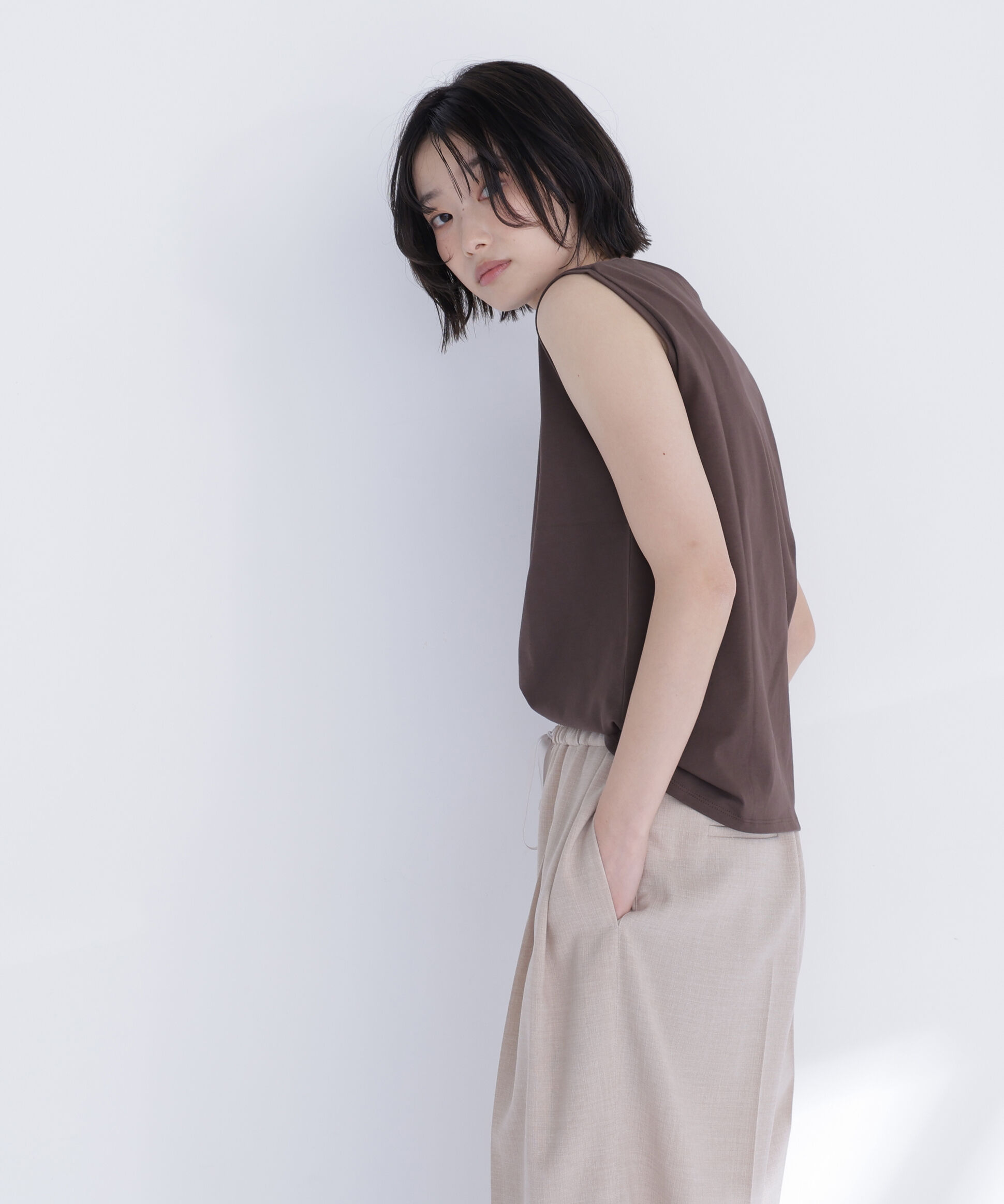  「メタルポイントノースリーブカットソー」|Tシャツ・カットソー|