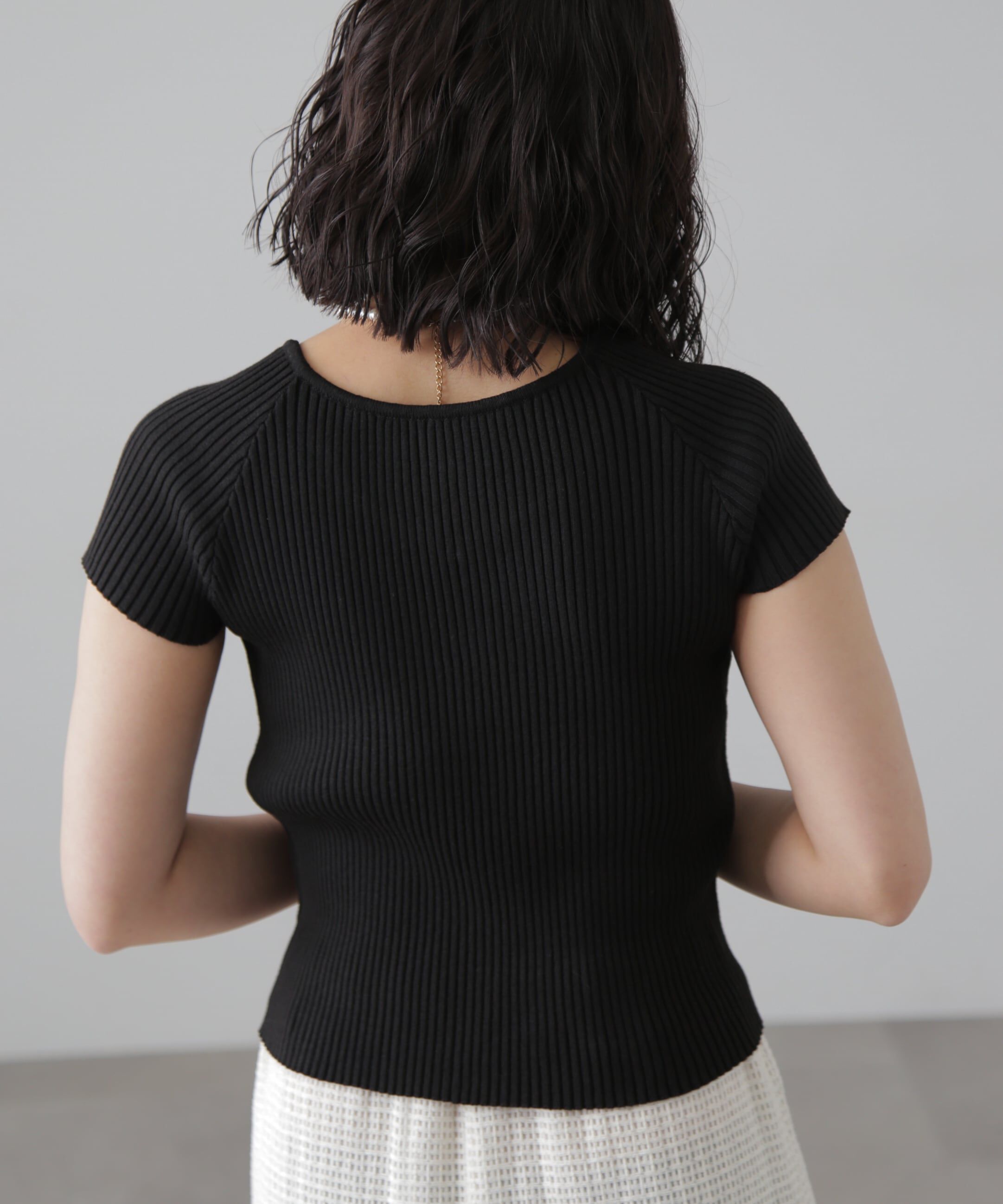  「前後2Wayフレンチスリーブリブニット」|ニット・セーター|