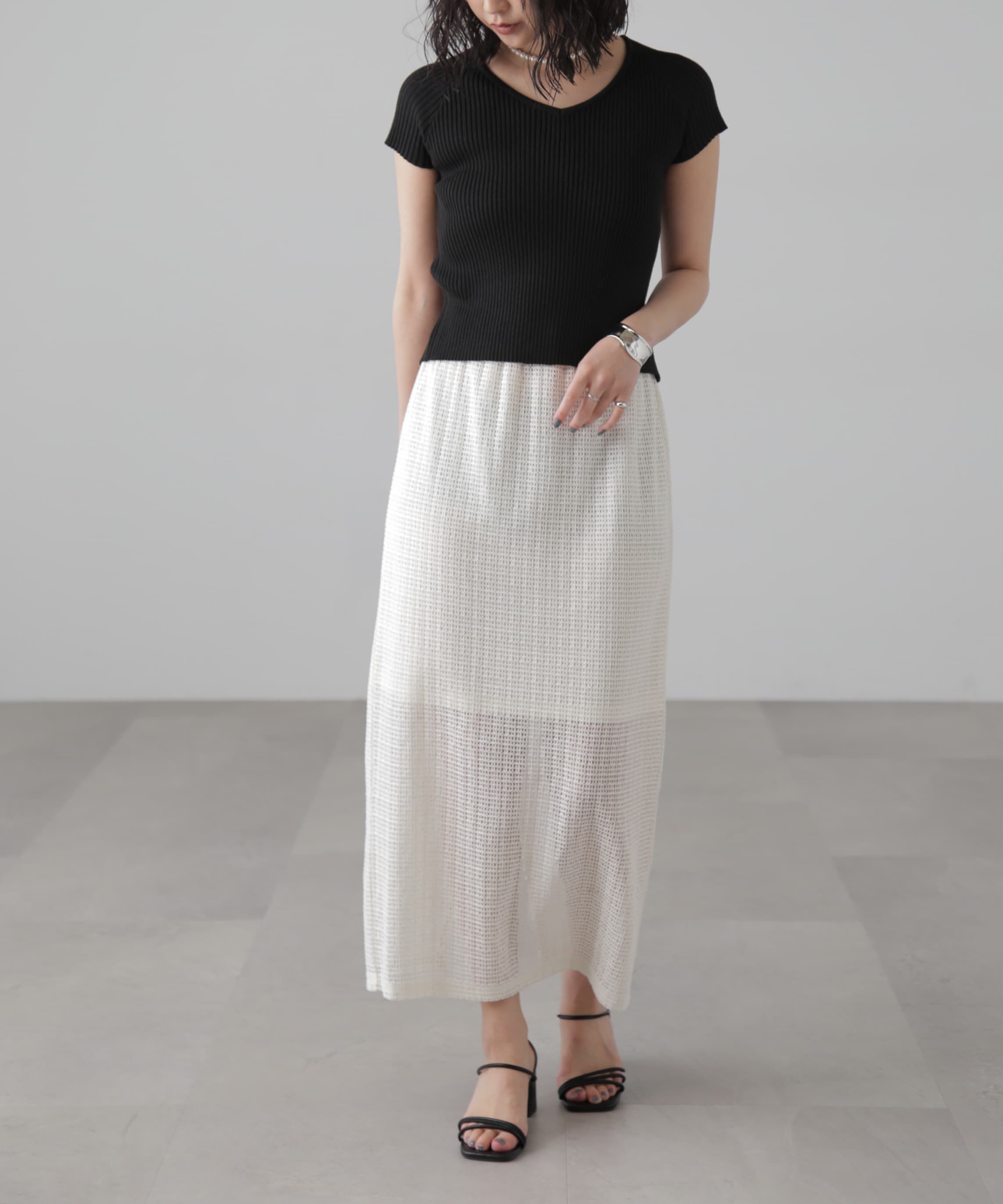  「前後2Wayフレンチスリーブリブニット」|ニット・セーター|