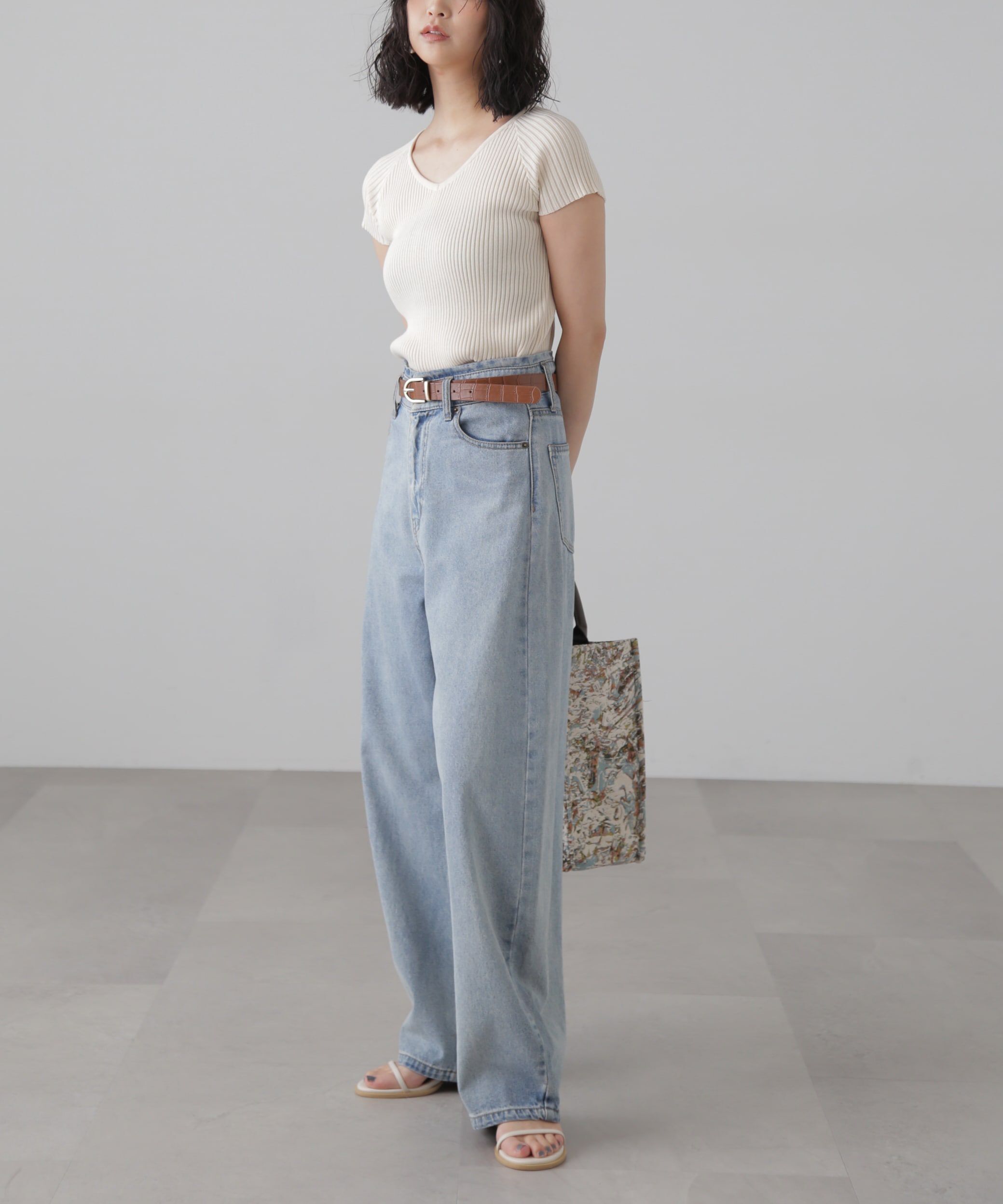  「前後2Wayフレンチスリーブリブニット」|ニット・セーター|