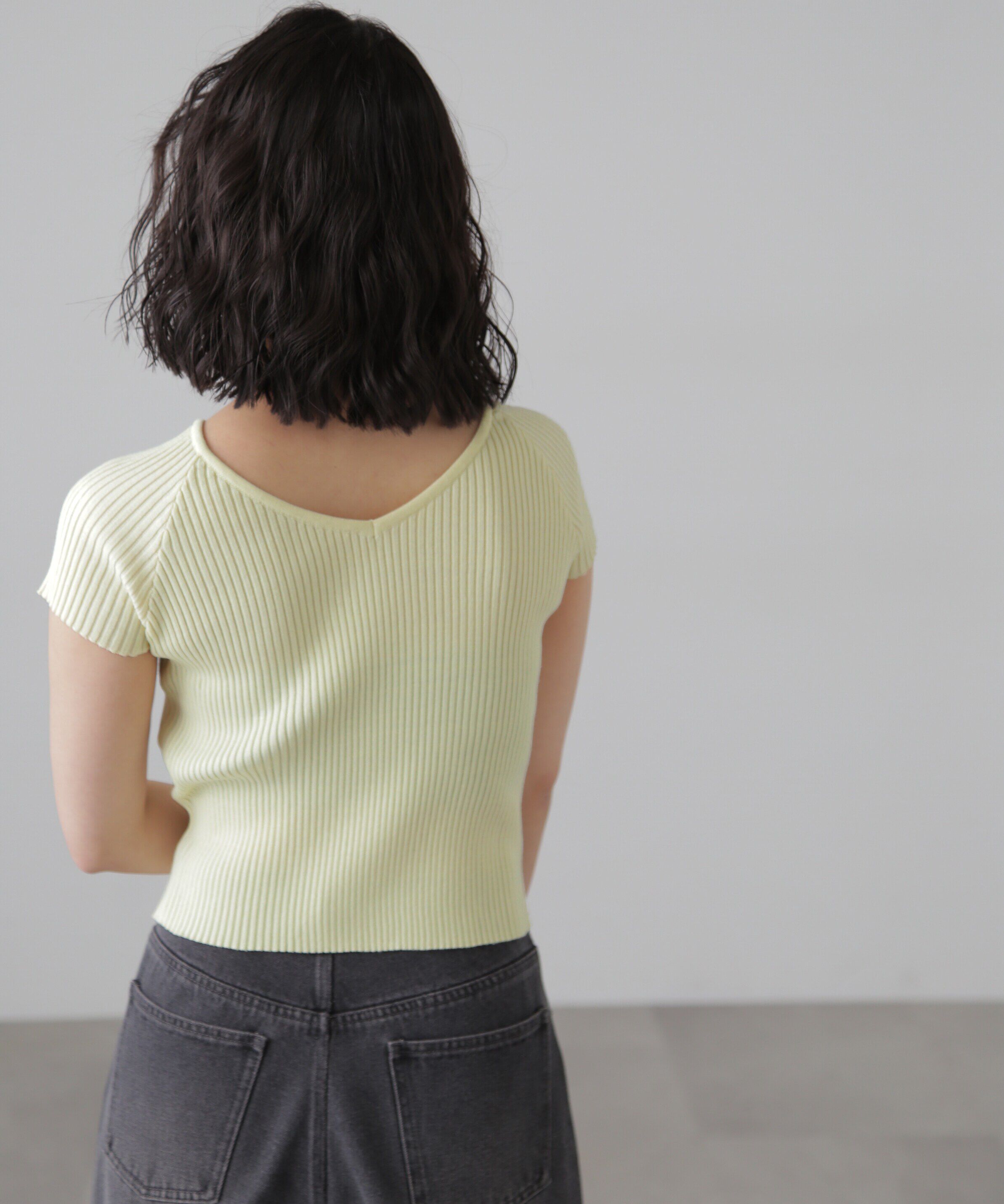  「前後2Wayフレンチスリーブリブニット」|ニット・セーター|