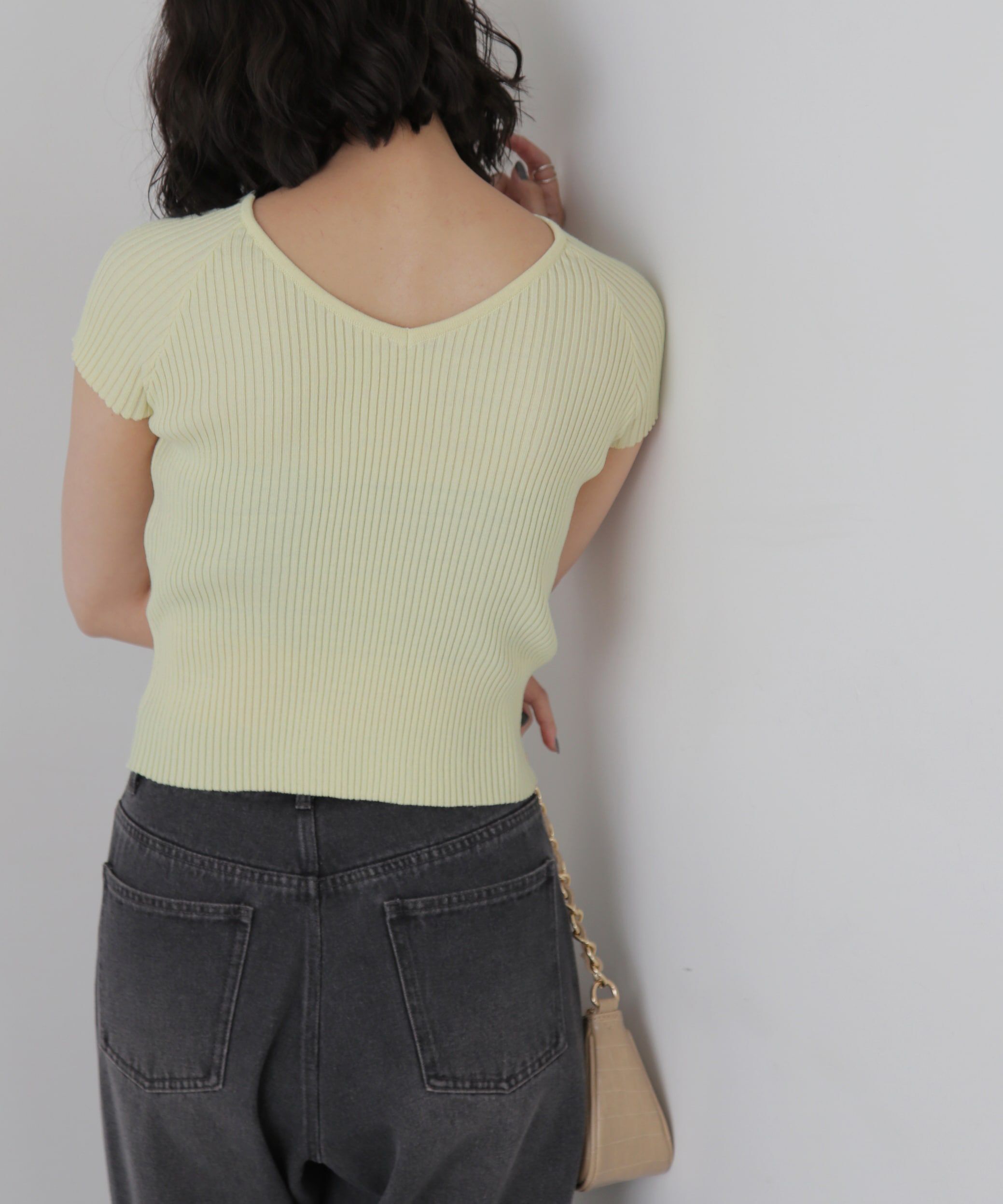  「前後2Wayフレンチスリーブリブニット」|ニット・セーター|