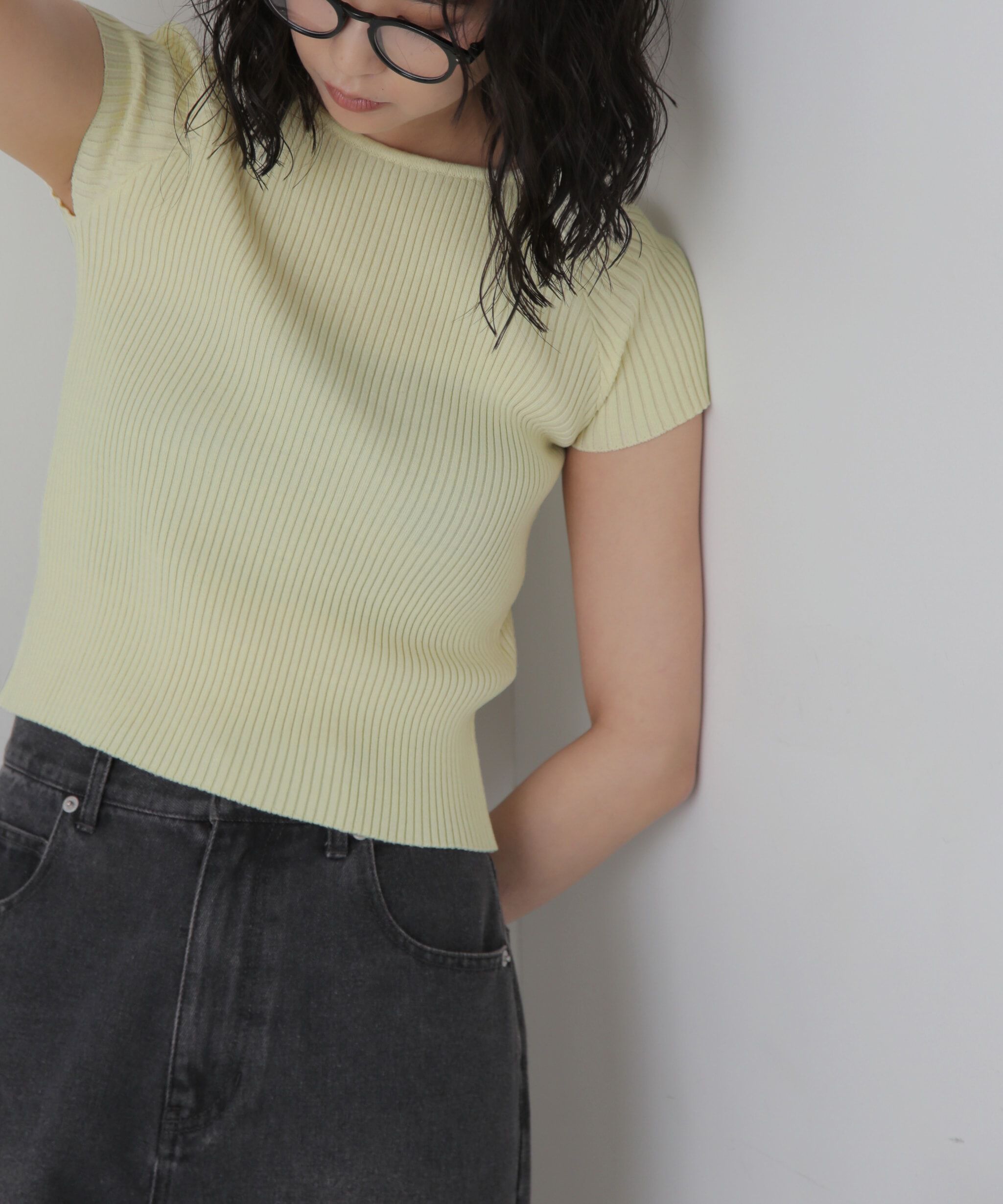  「前後2Wayフレンチスリーブリブニット」|ニット・セーター|