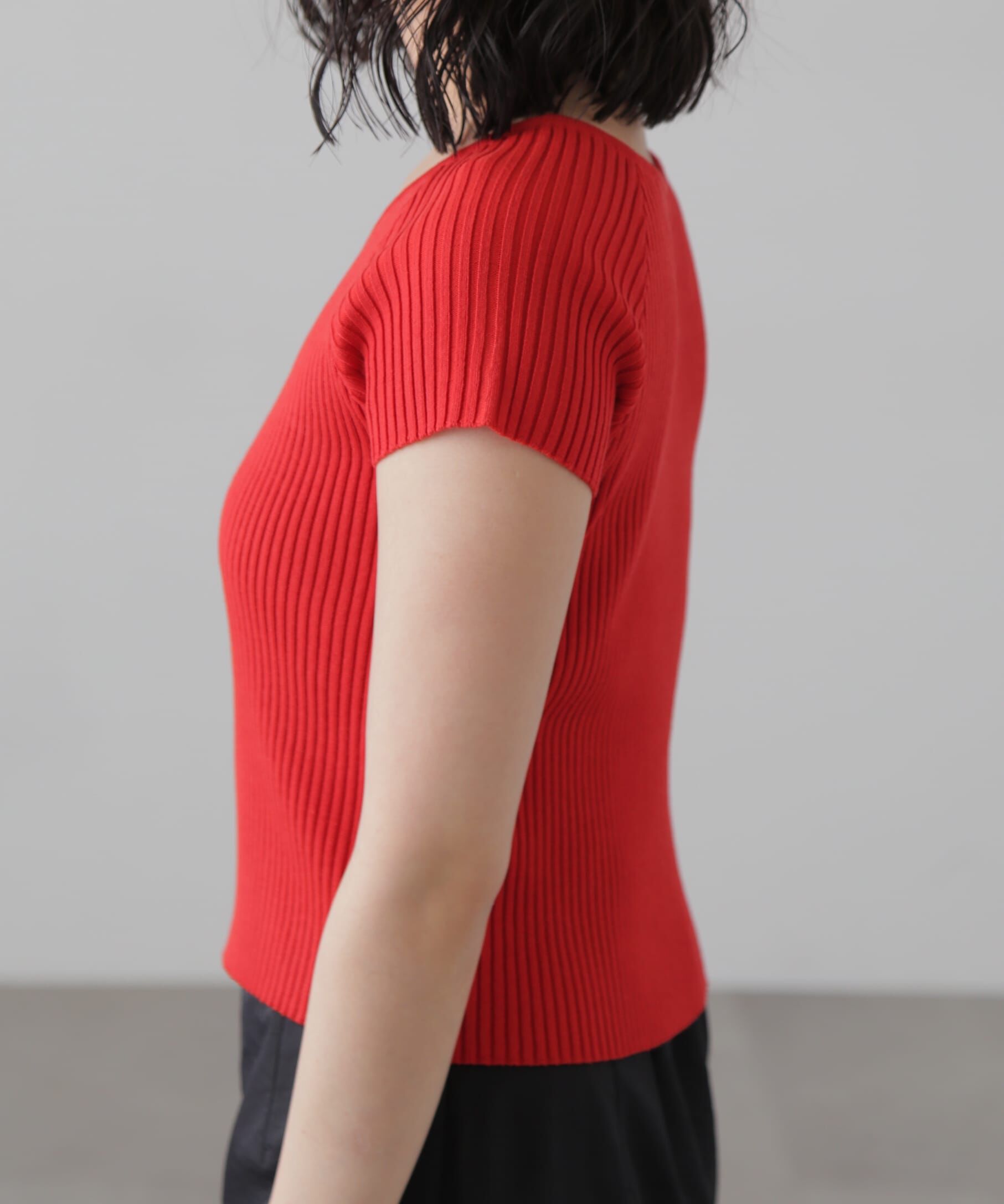  「前後2Wayフレンチスリーブリブニット」|ニット・セーター|