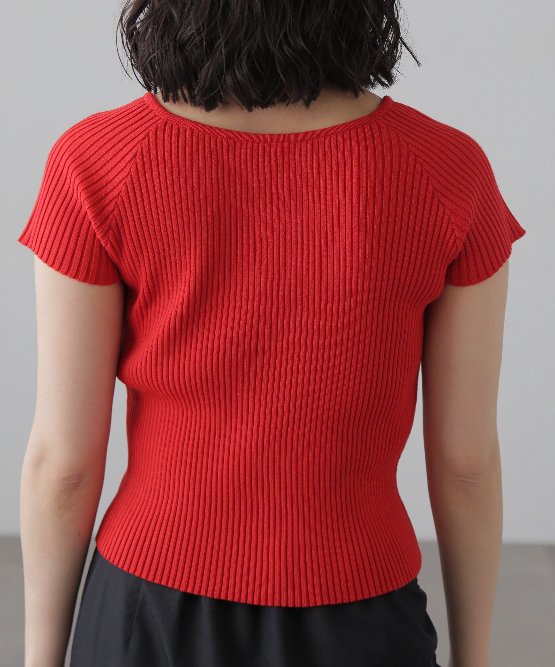  「前後2Wayフレンチスリーブリブニット」|ニット・セーター|