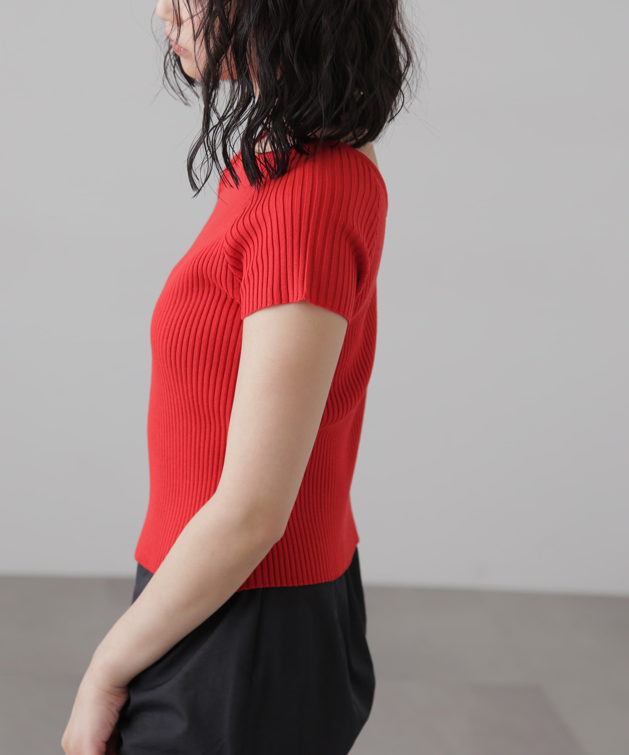  「前後2Wayフレンチスリーブリブニット」|ニット・セーター|