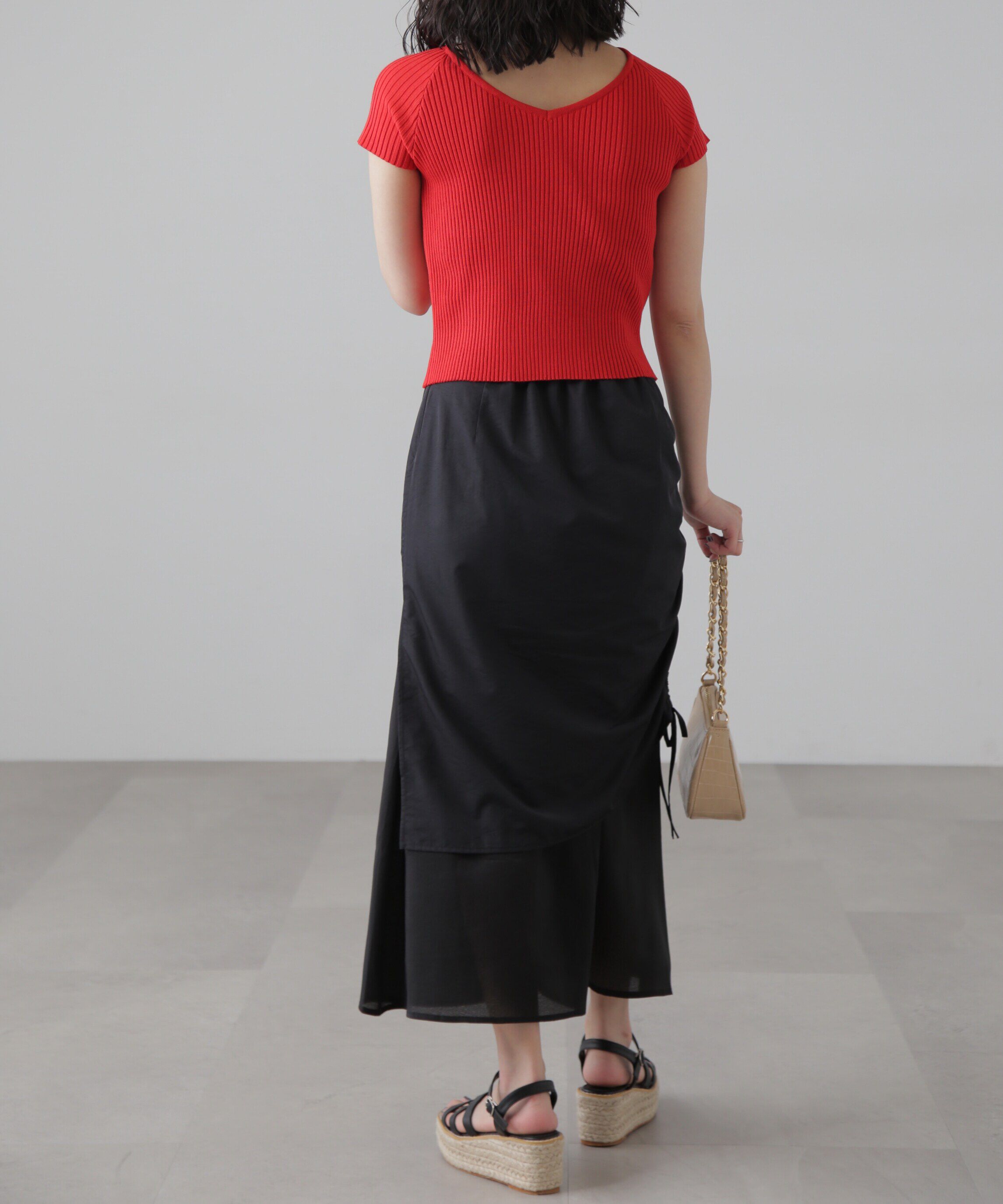  「前後2Wayフレンチスリーブリブニット」|ニット・セーター|