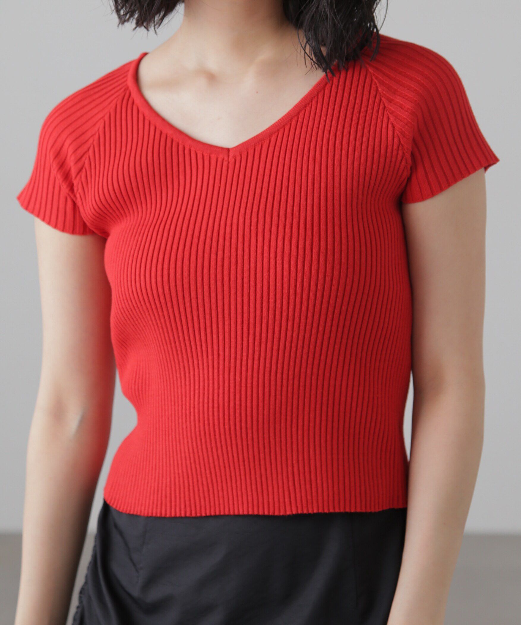  「前後2Wayフレンチスリーブリブニット」|ニット・セーター|