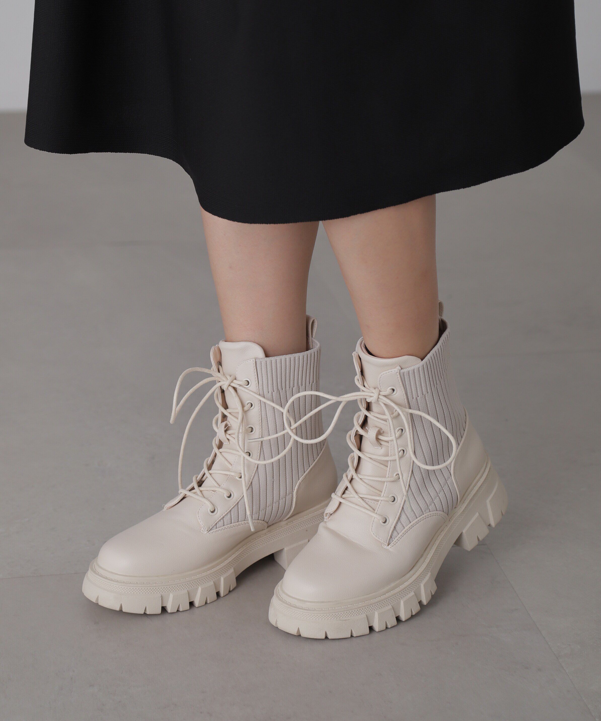  「レースアップブーツ」|その他|ホワイト
