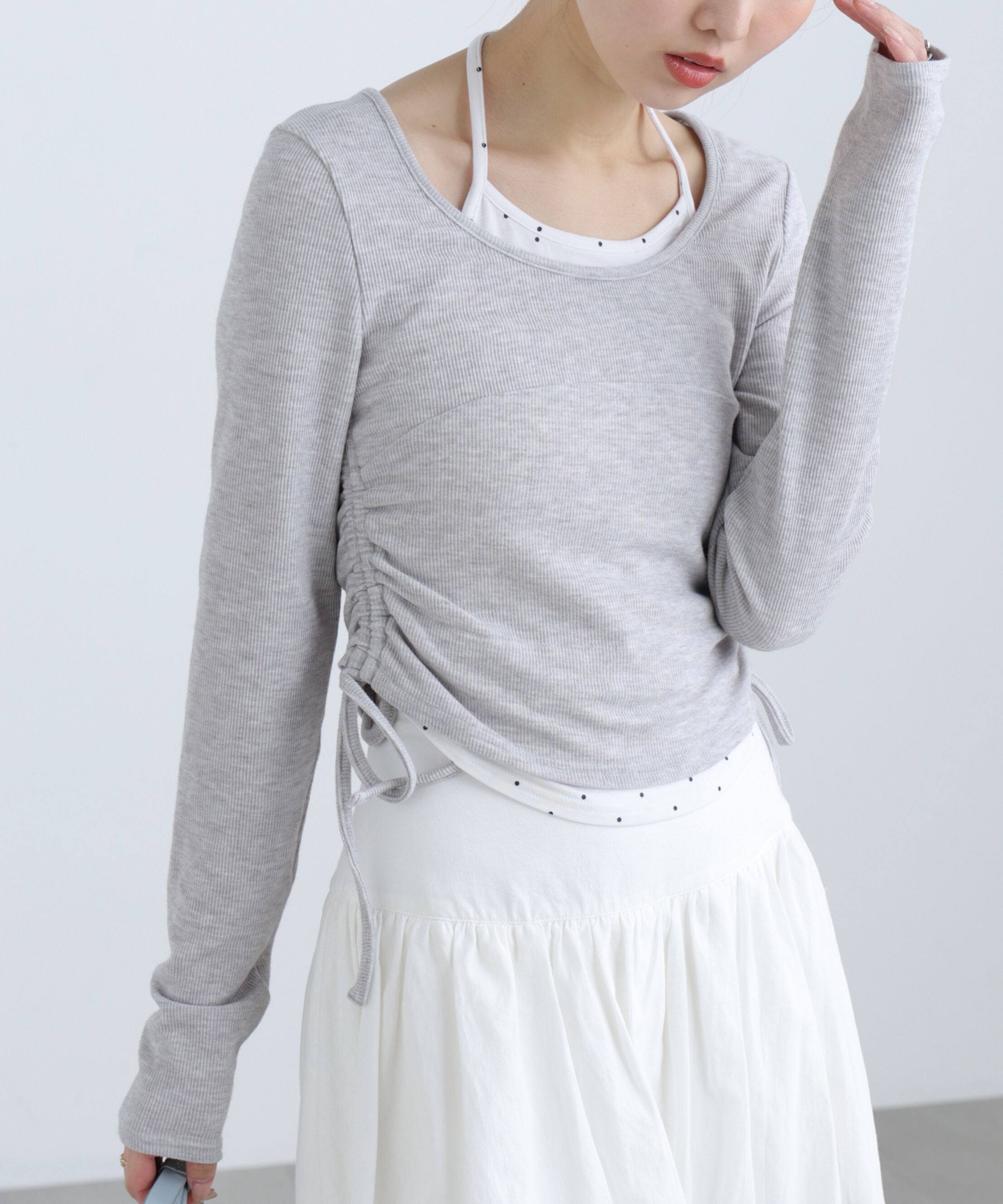  「ホルターネックレイヤードサイドドロストカットソー」|Tシャツ・カットソー|