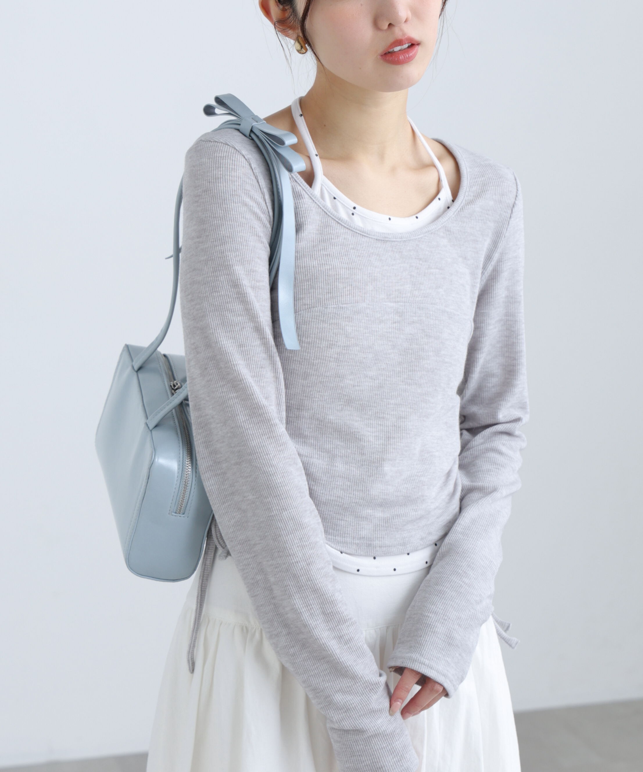  「ホルターネックレイヤードサイドドロストカットソー」|Tシャツ・カットソー|