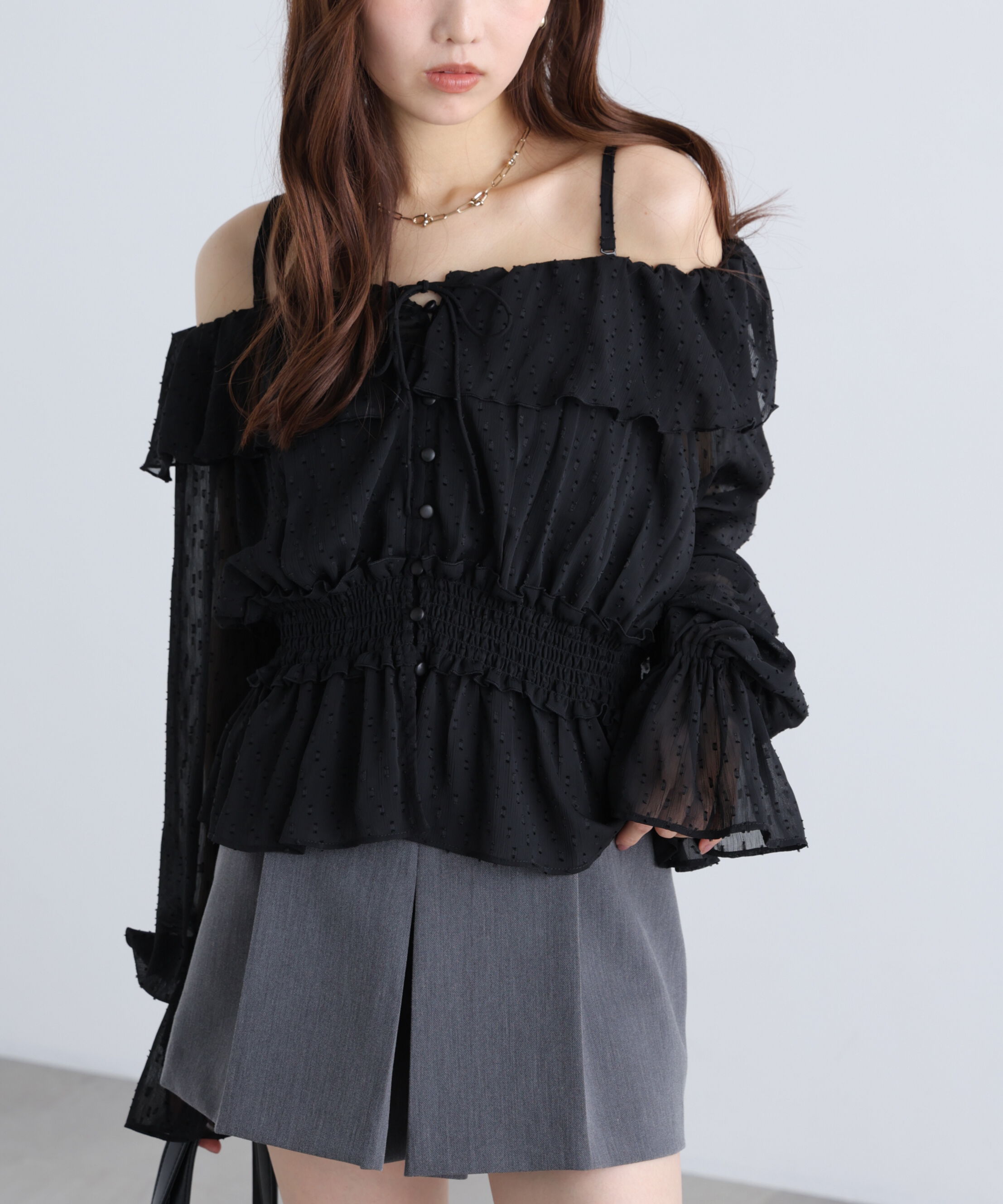  「2wayオフショルフリルブラウス」|シャツ・ブラウス|