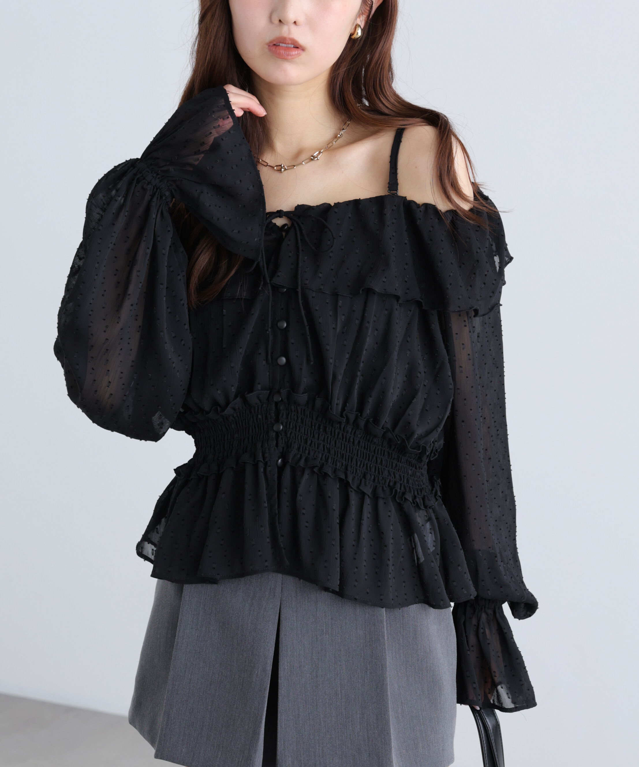  「2wayオフショルフリルブラウス」|シャツ・ブラウス|