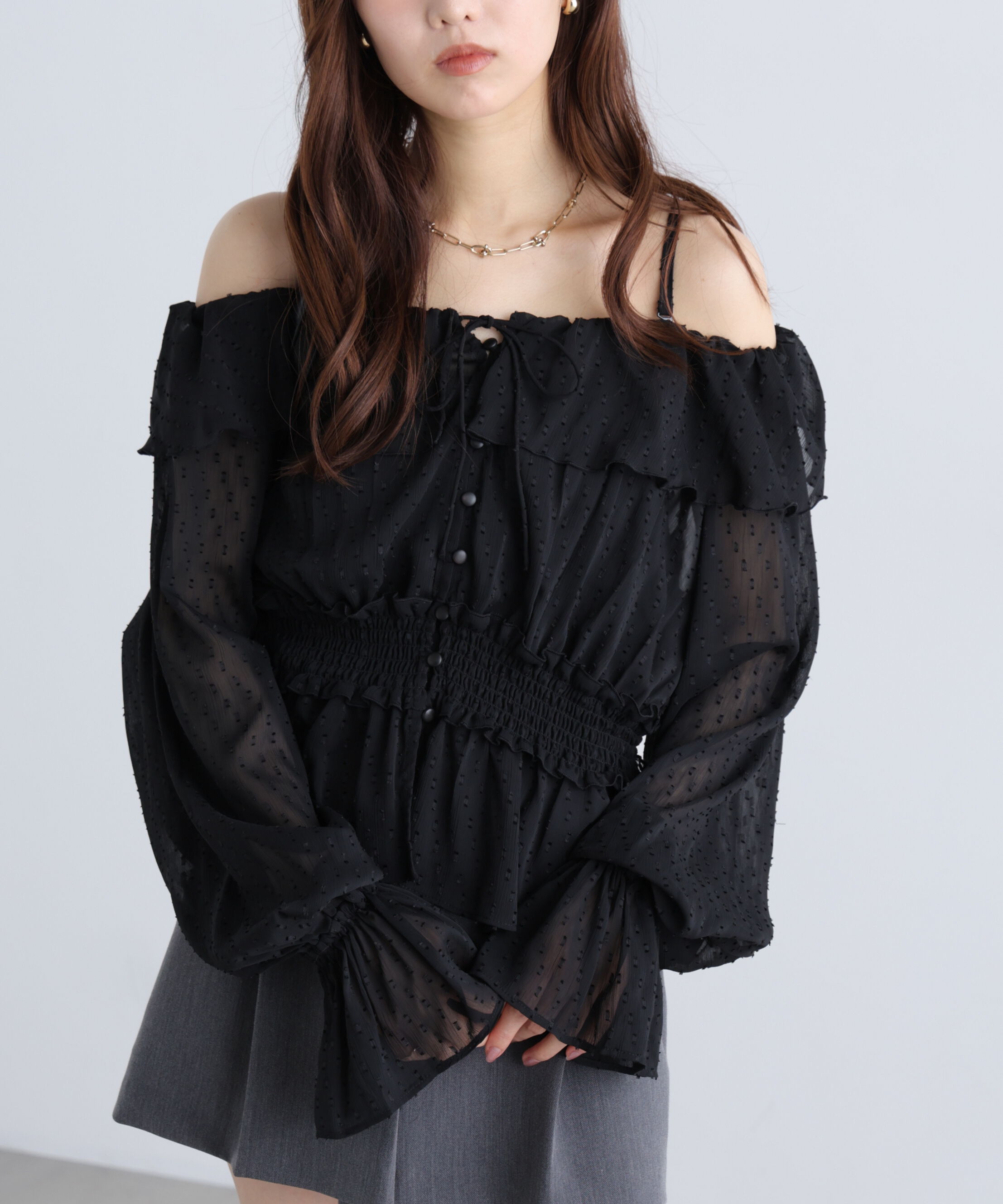  「2wayオフショルフリルブラウス」|シャツ・ブラウス|