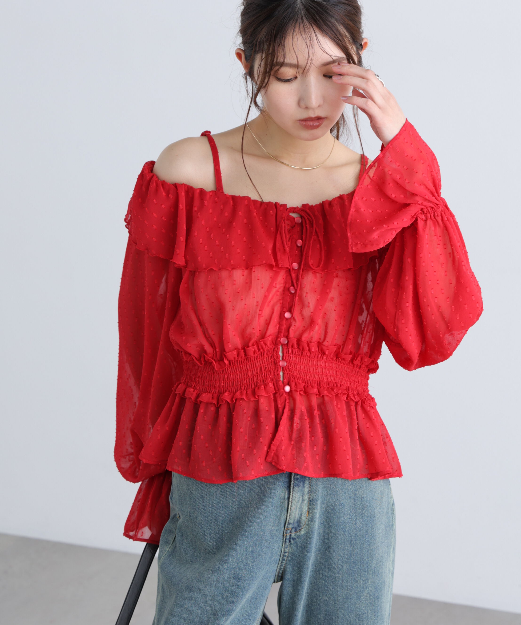 「2wayオフショルフリルブラウス」|シャツ・ブラウス|