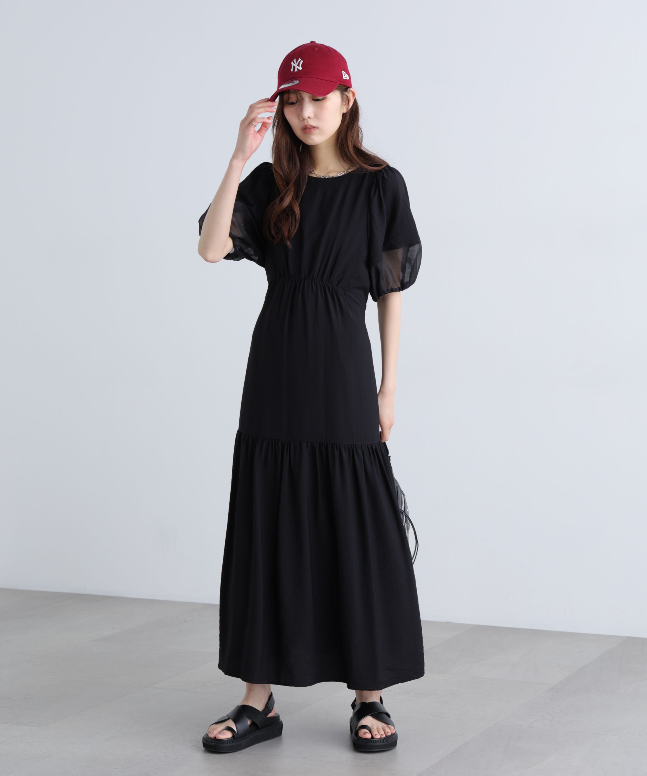  「ランタンスリーブバックリボンワンピース」|ワンピース|