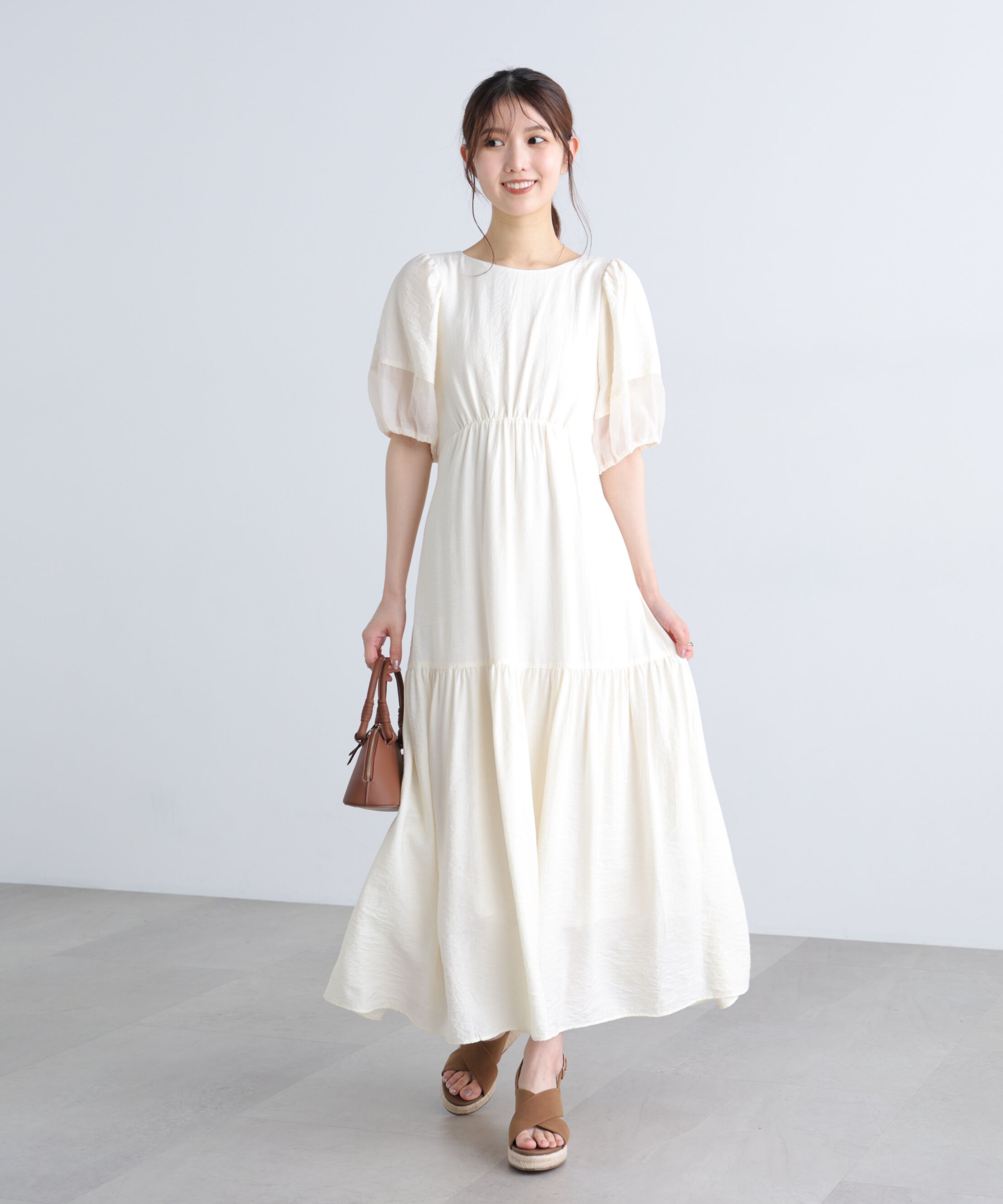  「ランタンスリーブバックリボンワンピース」|ワンピース|