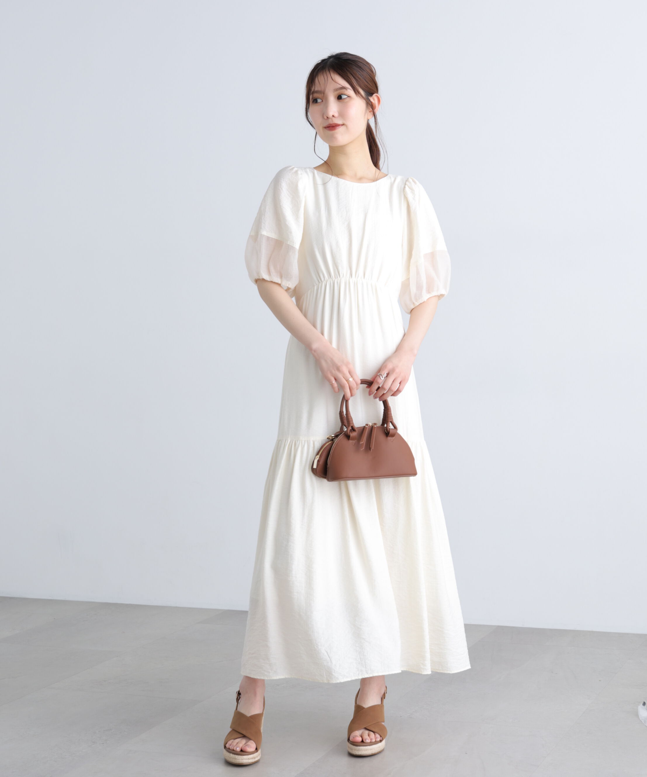  「ランタンスリーブバックリボンワンピース」|ワンピース|