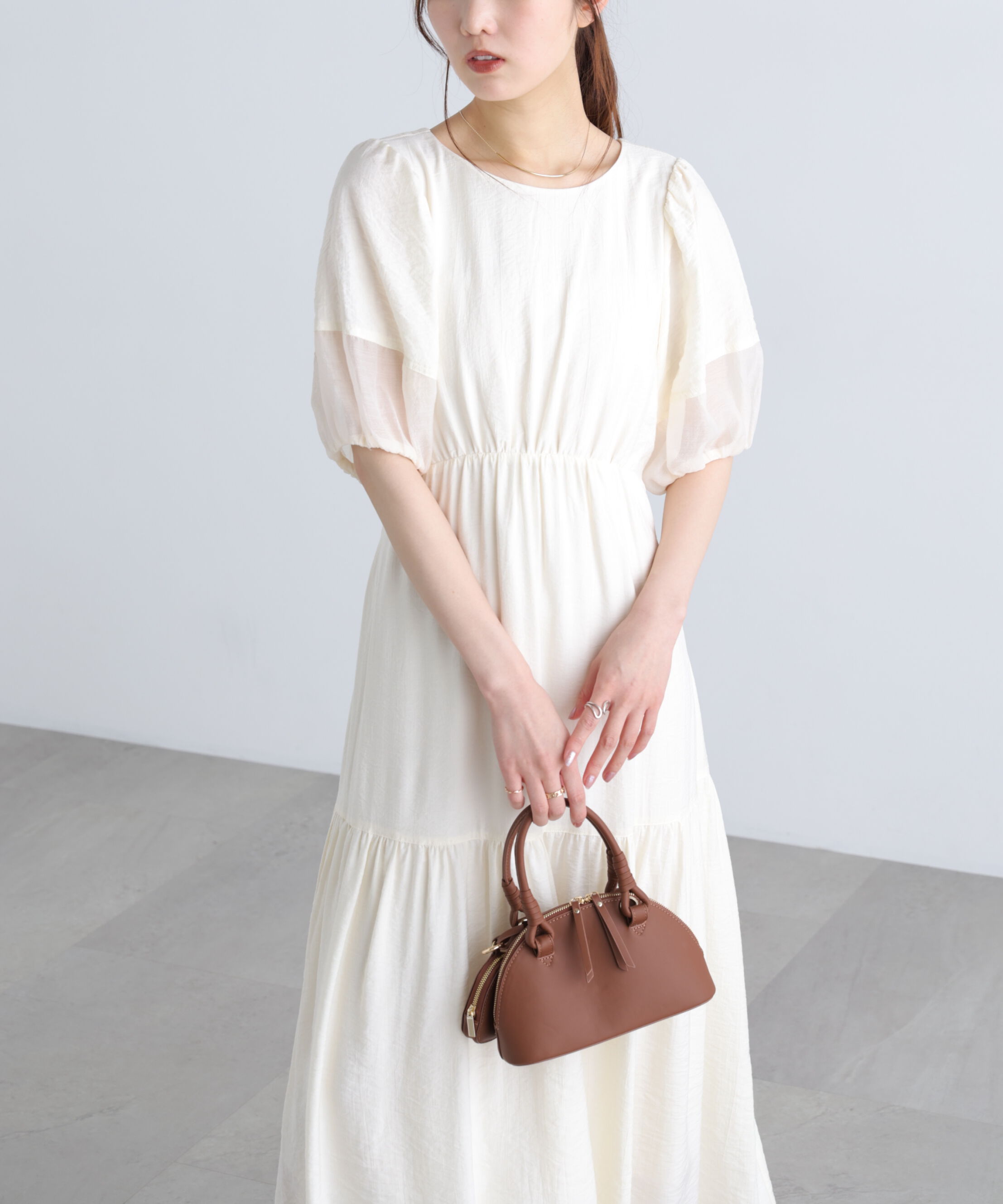  「ランタンスリーブバックリボンワンピース」|ワンピース|