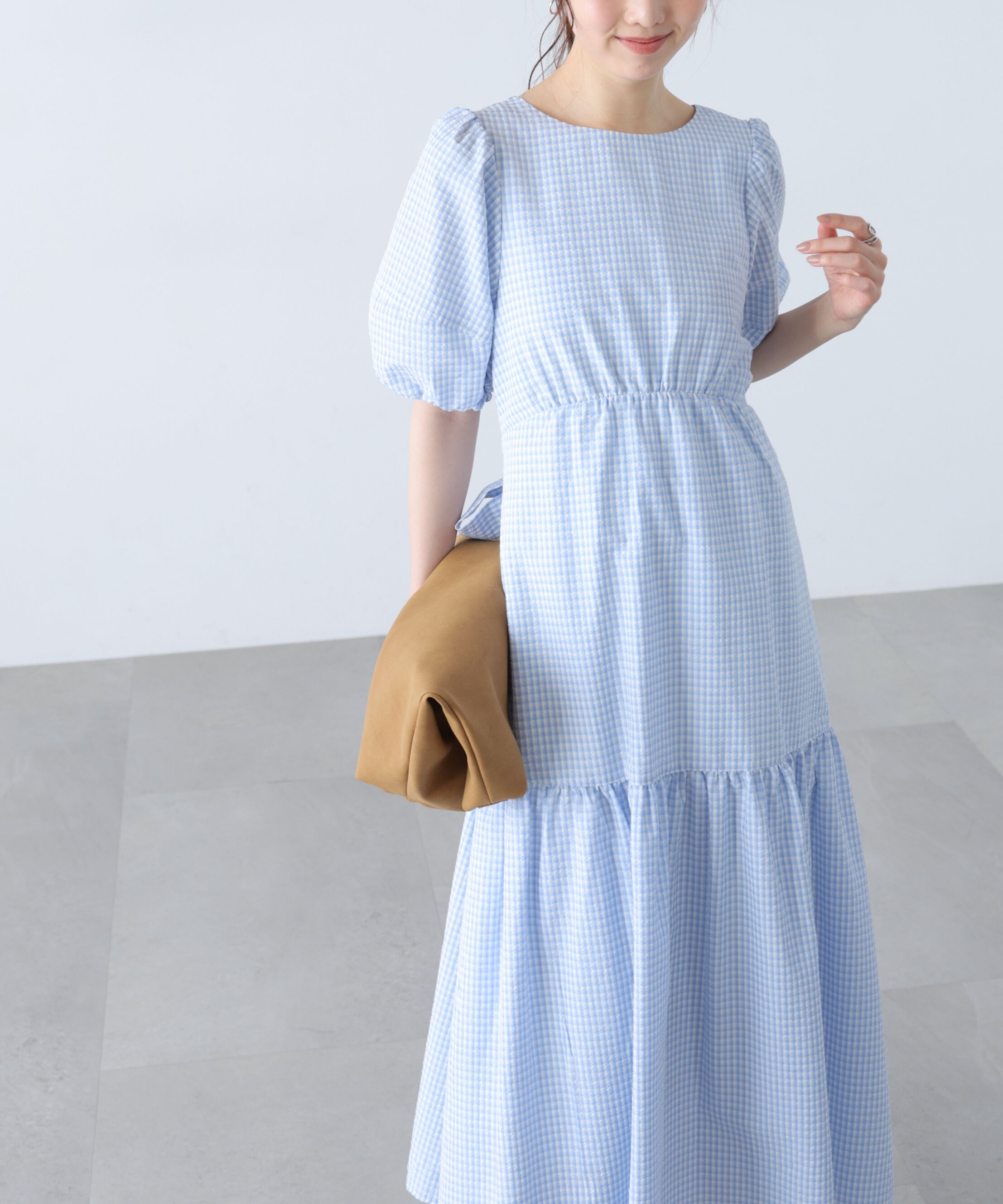  「ランタンスリーブバックリボンワンピース」|ワンピース|