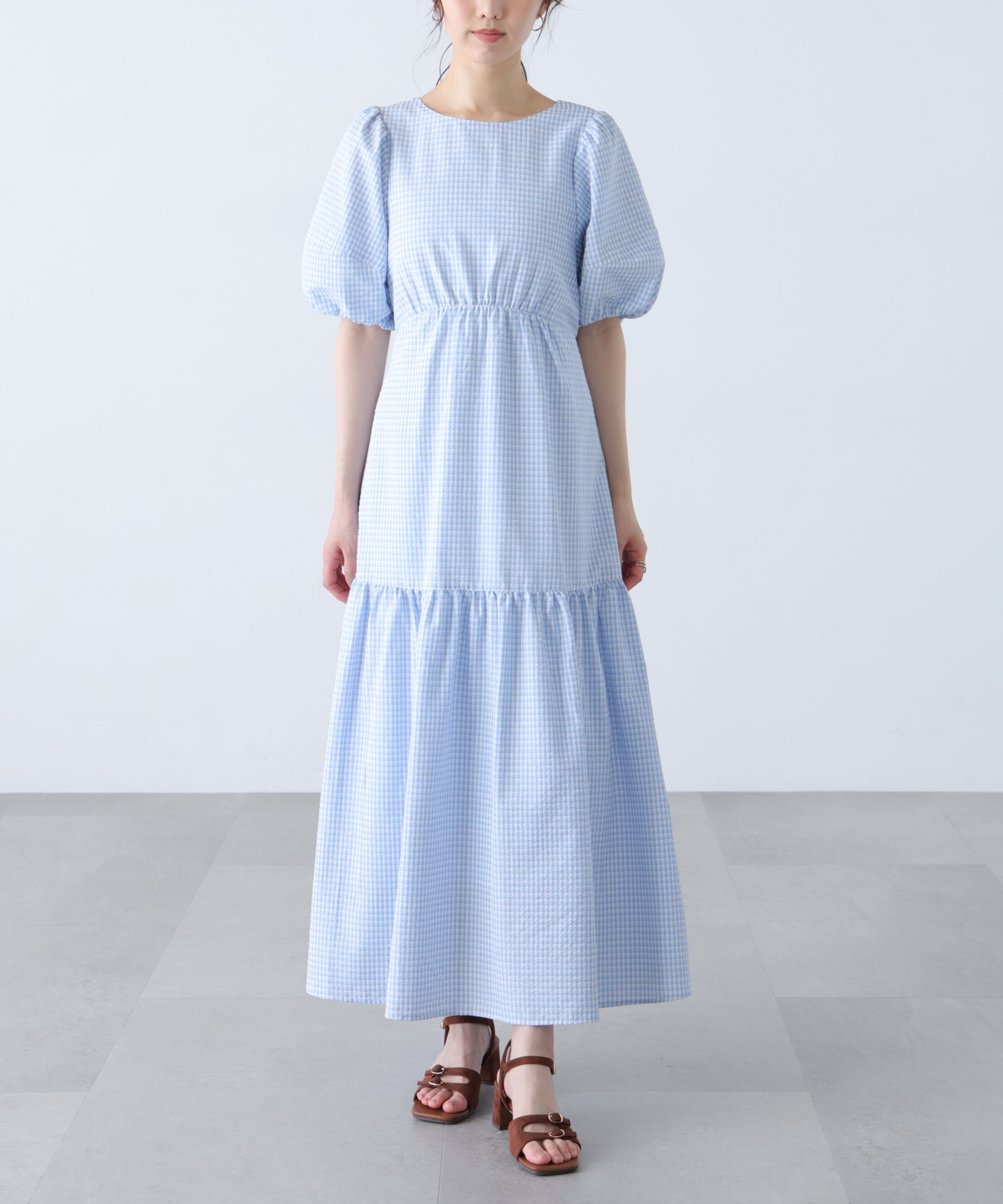  「ランタンスリーブバックリボンワンピース」|ワンピース|