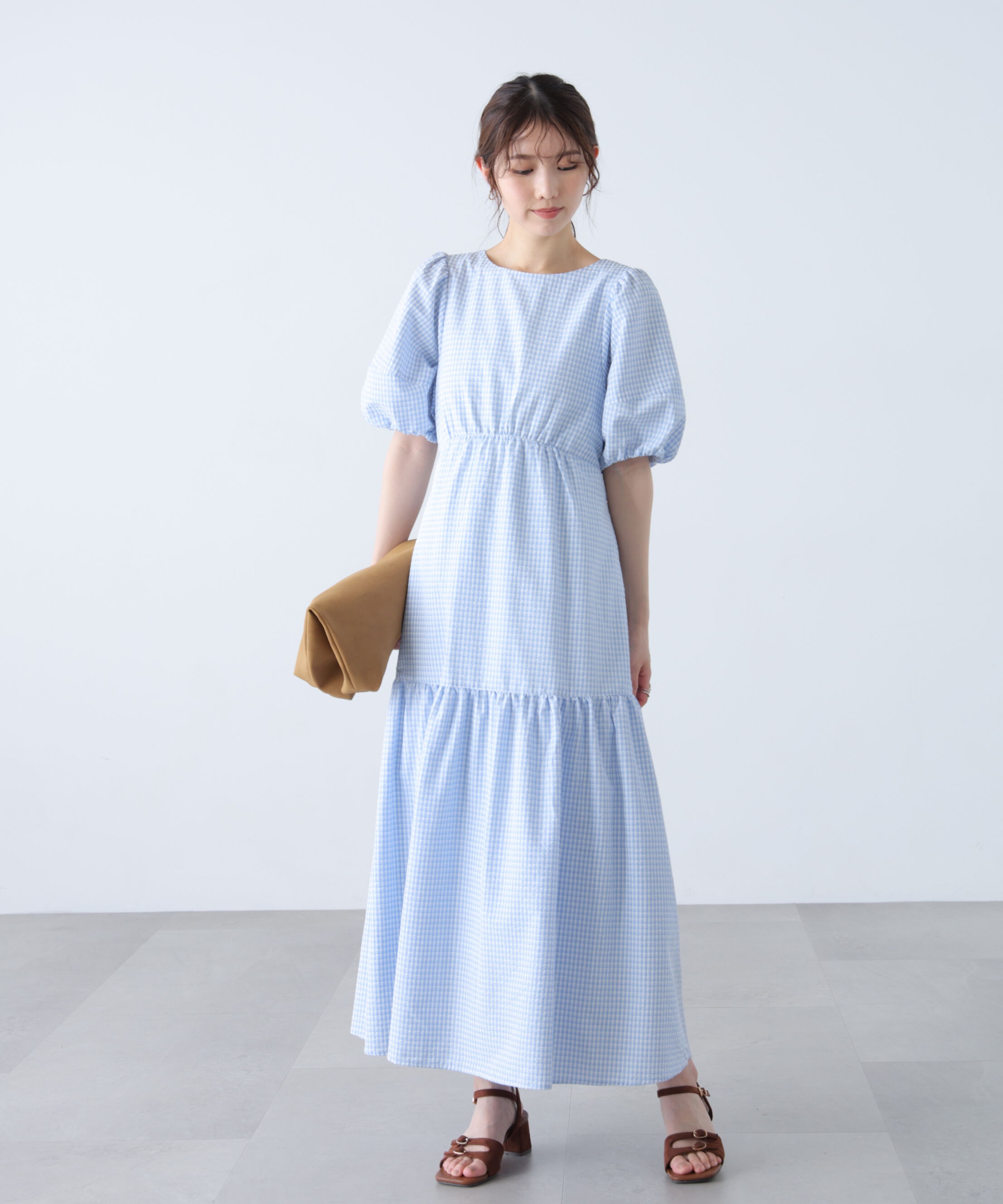  「ランタンスリーブバックリボンワンピース」|ワンピース|